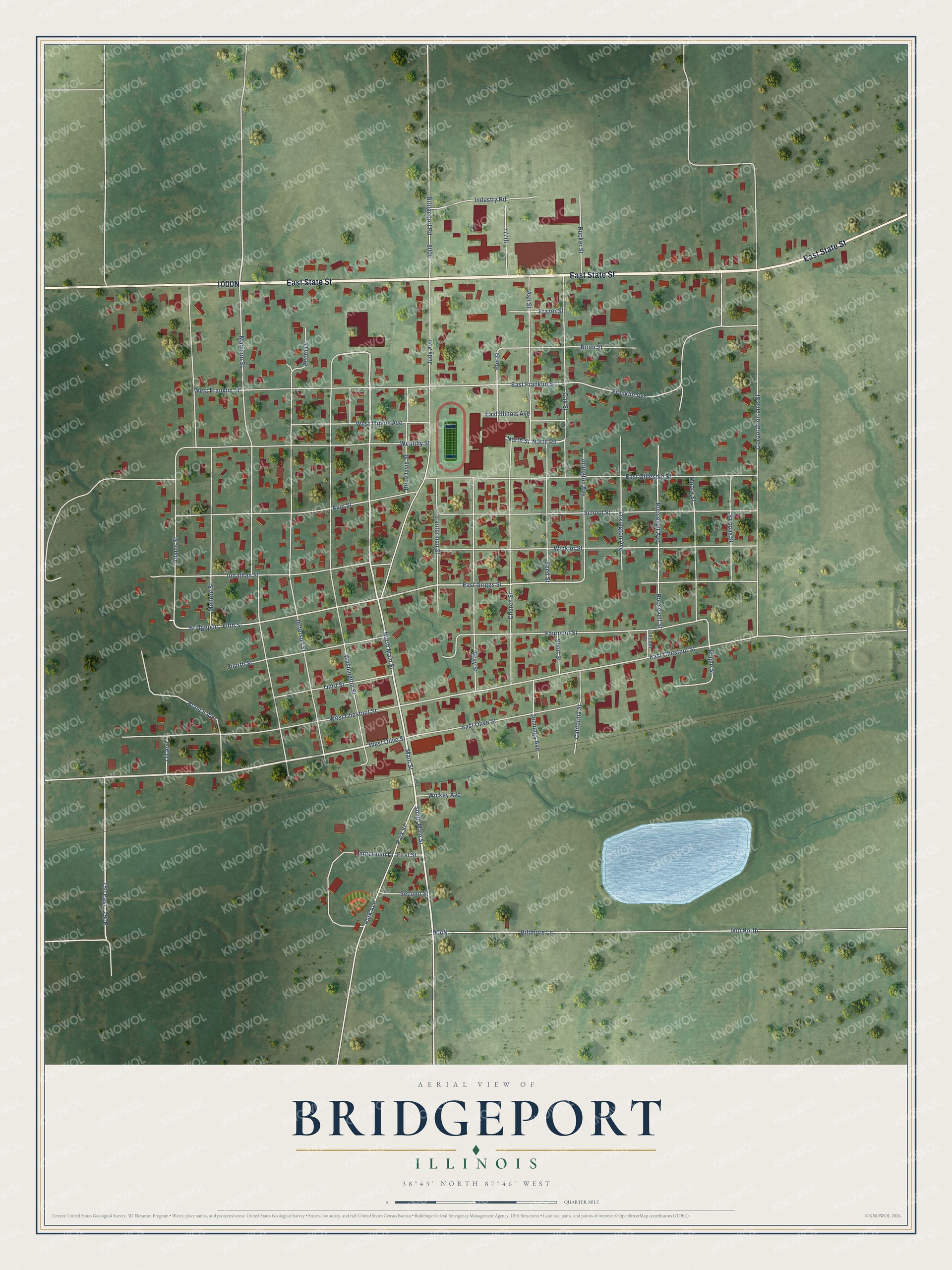 Watermarked full-map preview of Bridgeport, Illinois