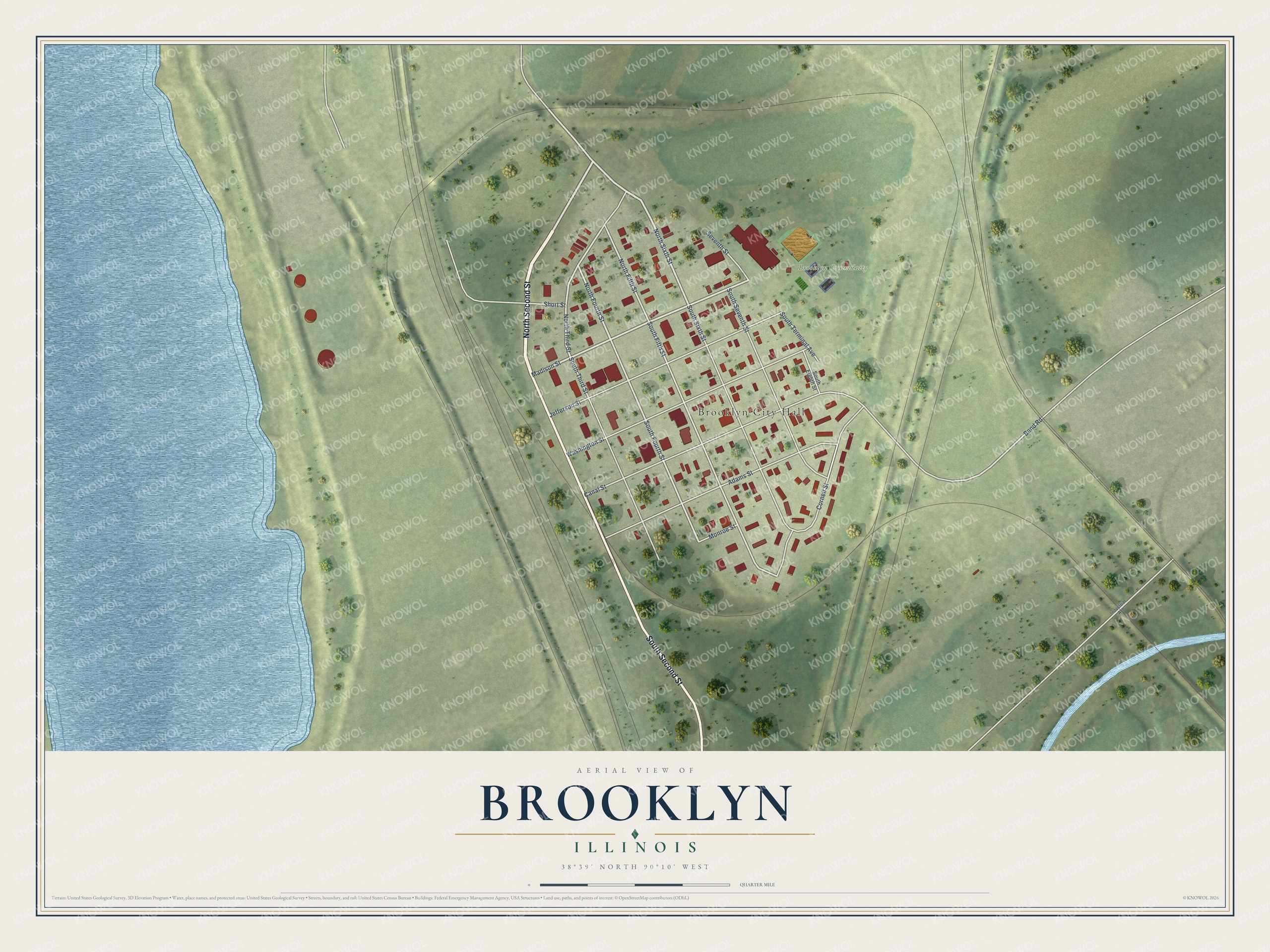 Watermarked full-map preview of Brooklyn, Illinois