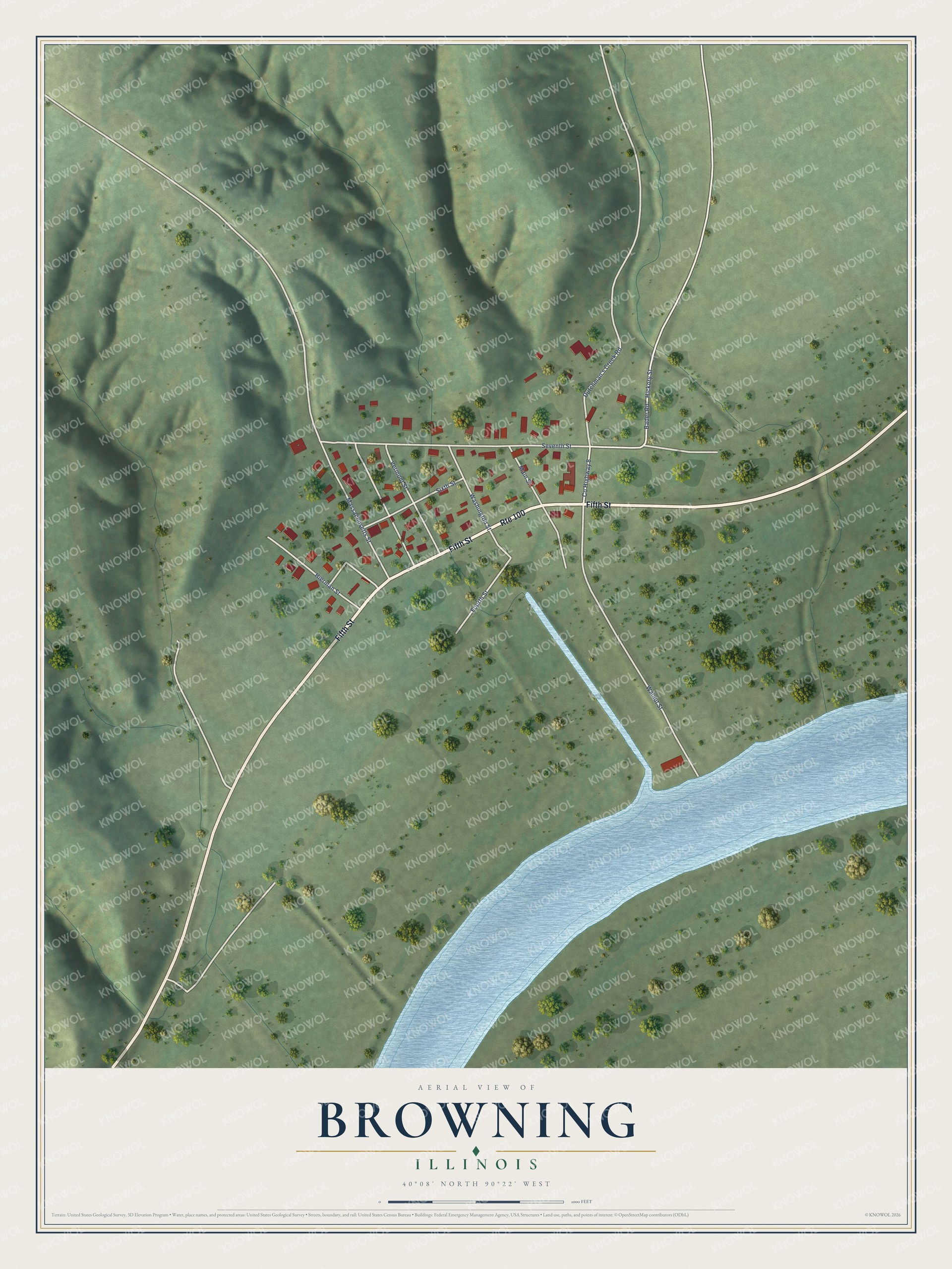 Watermarked full-map preview of Browning, Illinois