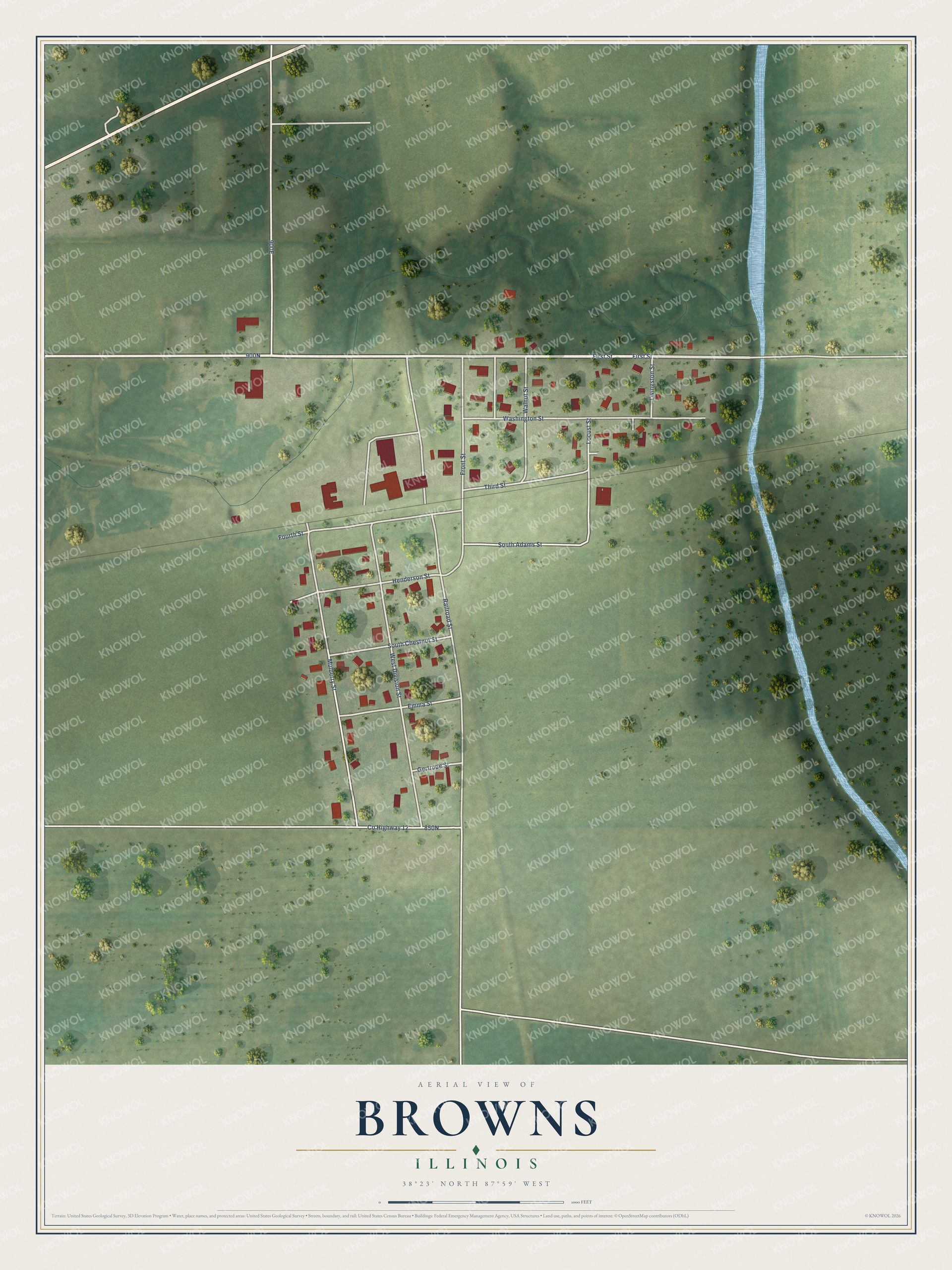 Watermarked full-map preview of Browns, Illinois