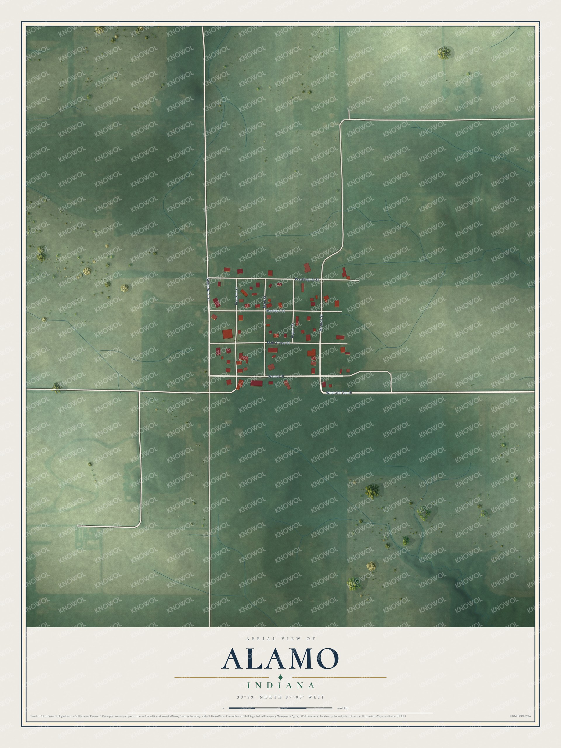 Watermarked full-map preview of Alamo, Indiana
