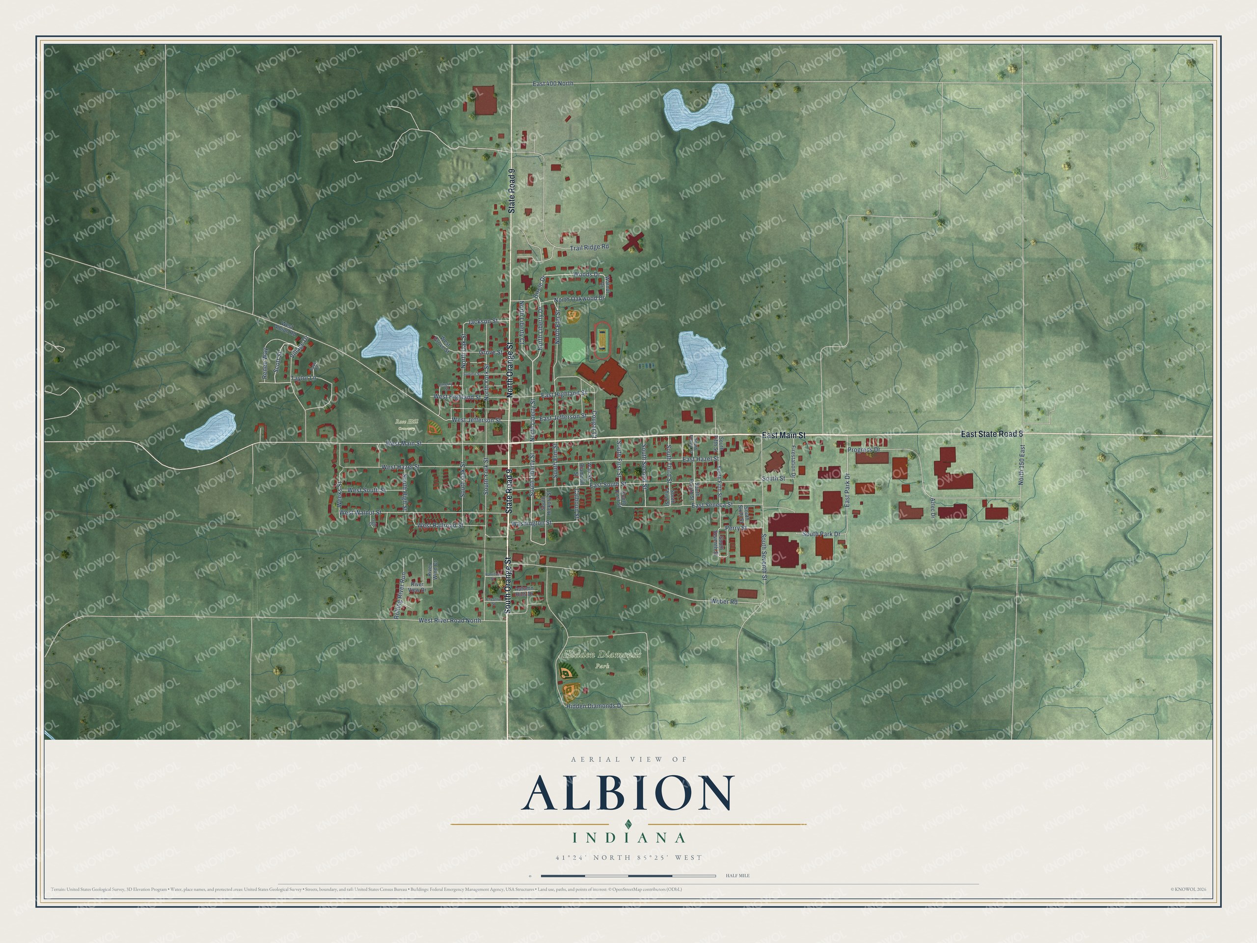 Watermarked full-map preview of Albion, Indiana
