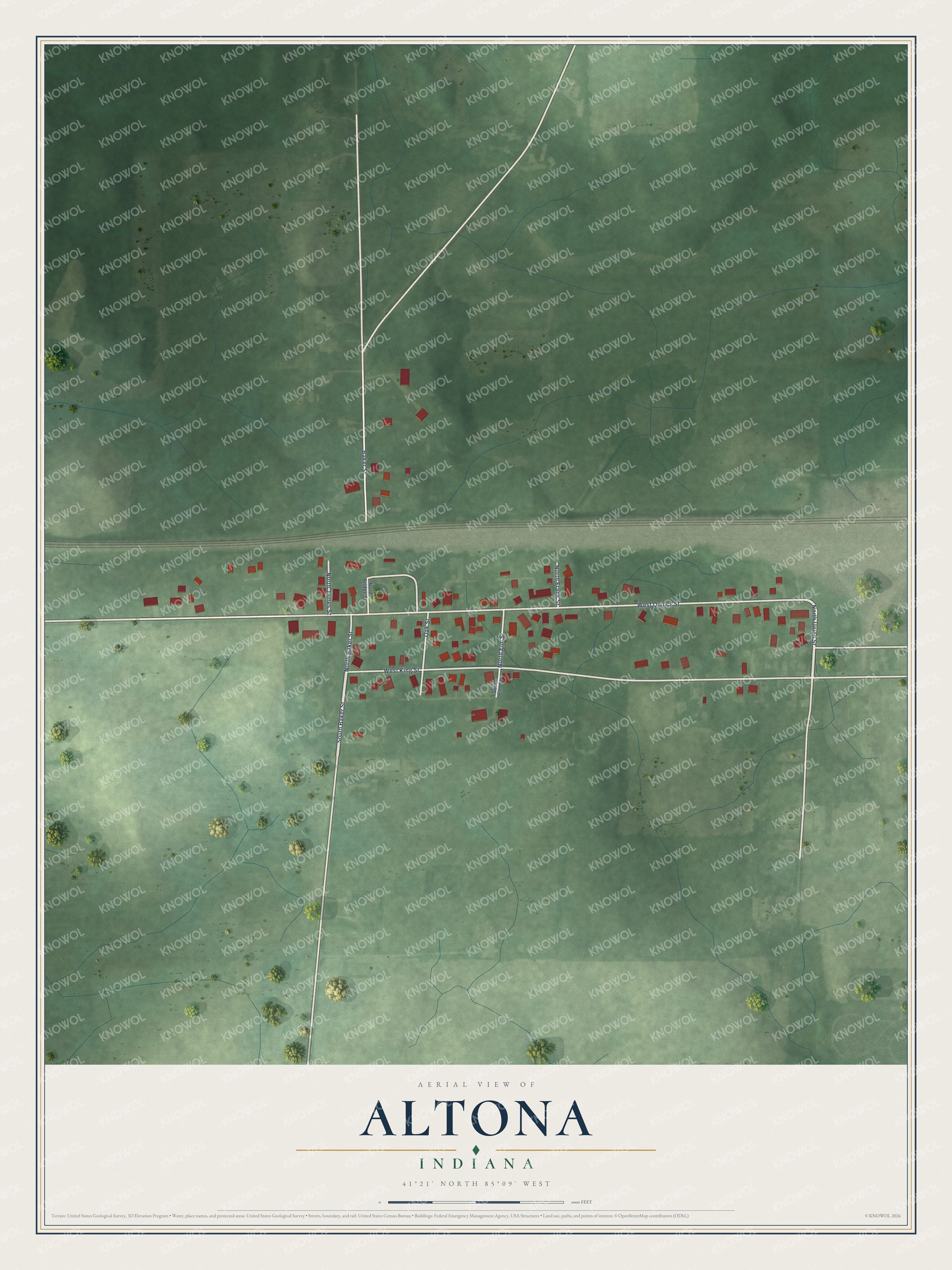 Watermarked full-map preview of Altona, Indiana