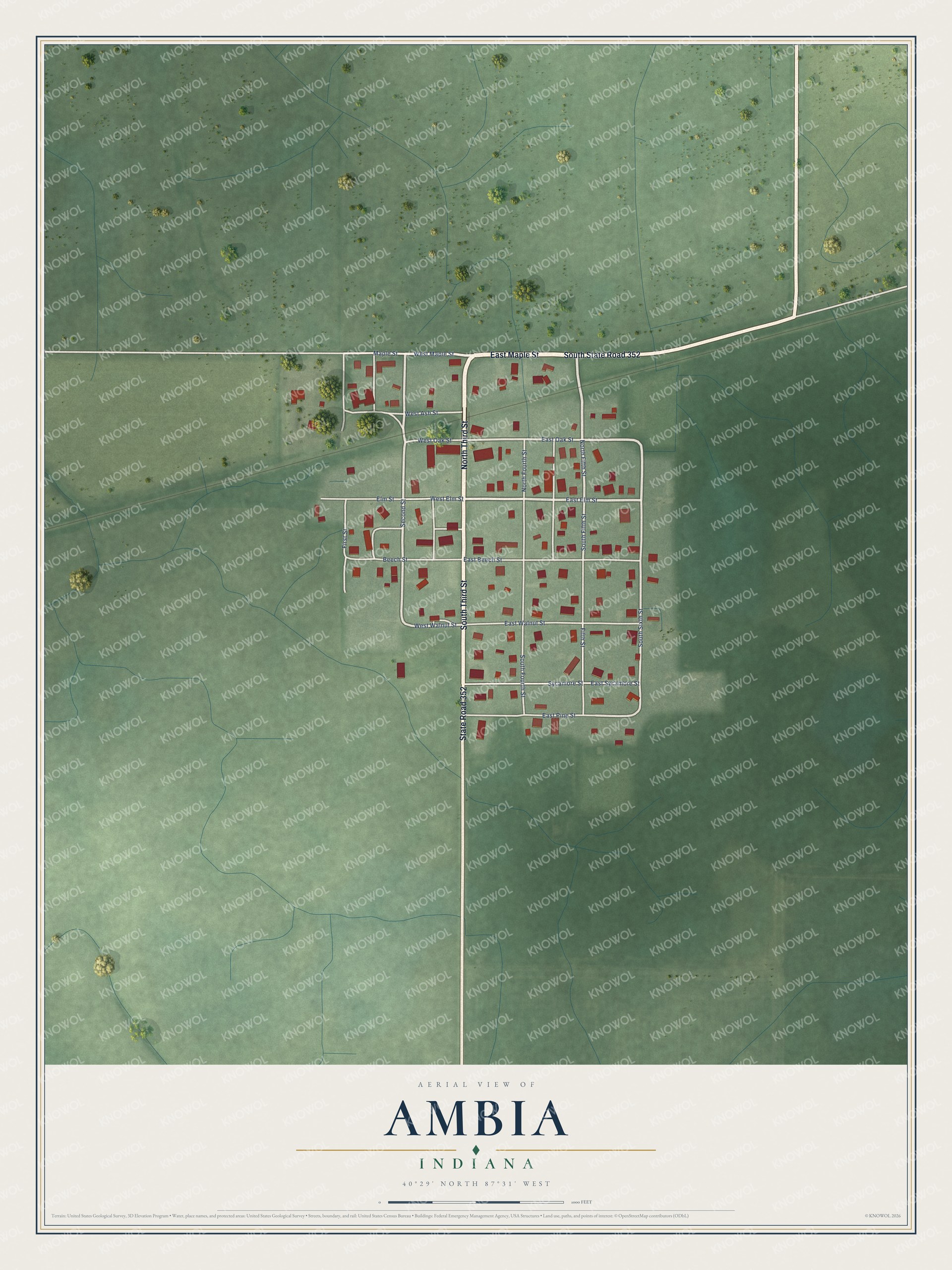 Watermarked full-map preview of Ambia, Indiana