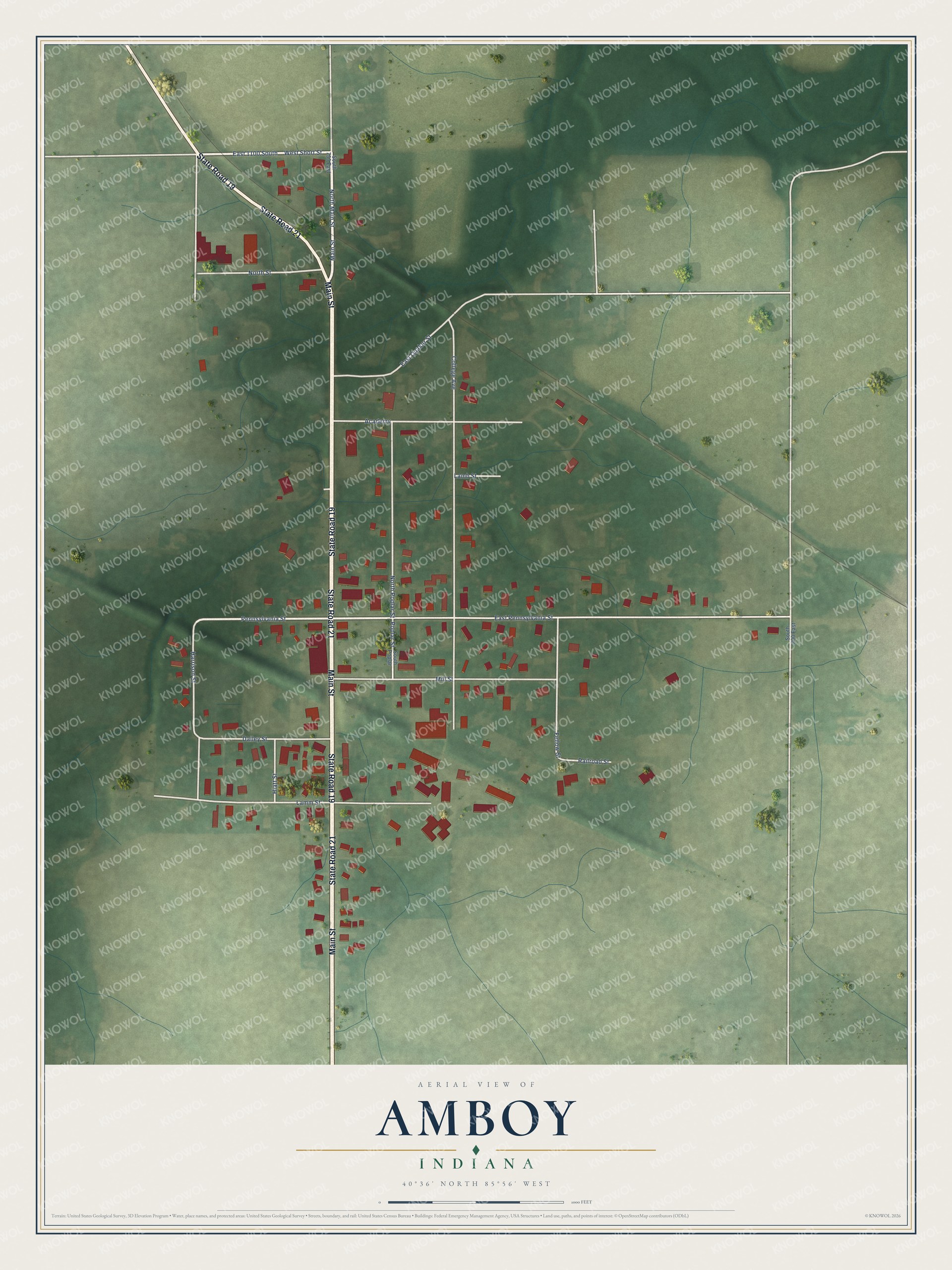 Watermarked full-map preview of Amboy, Indiana