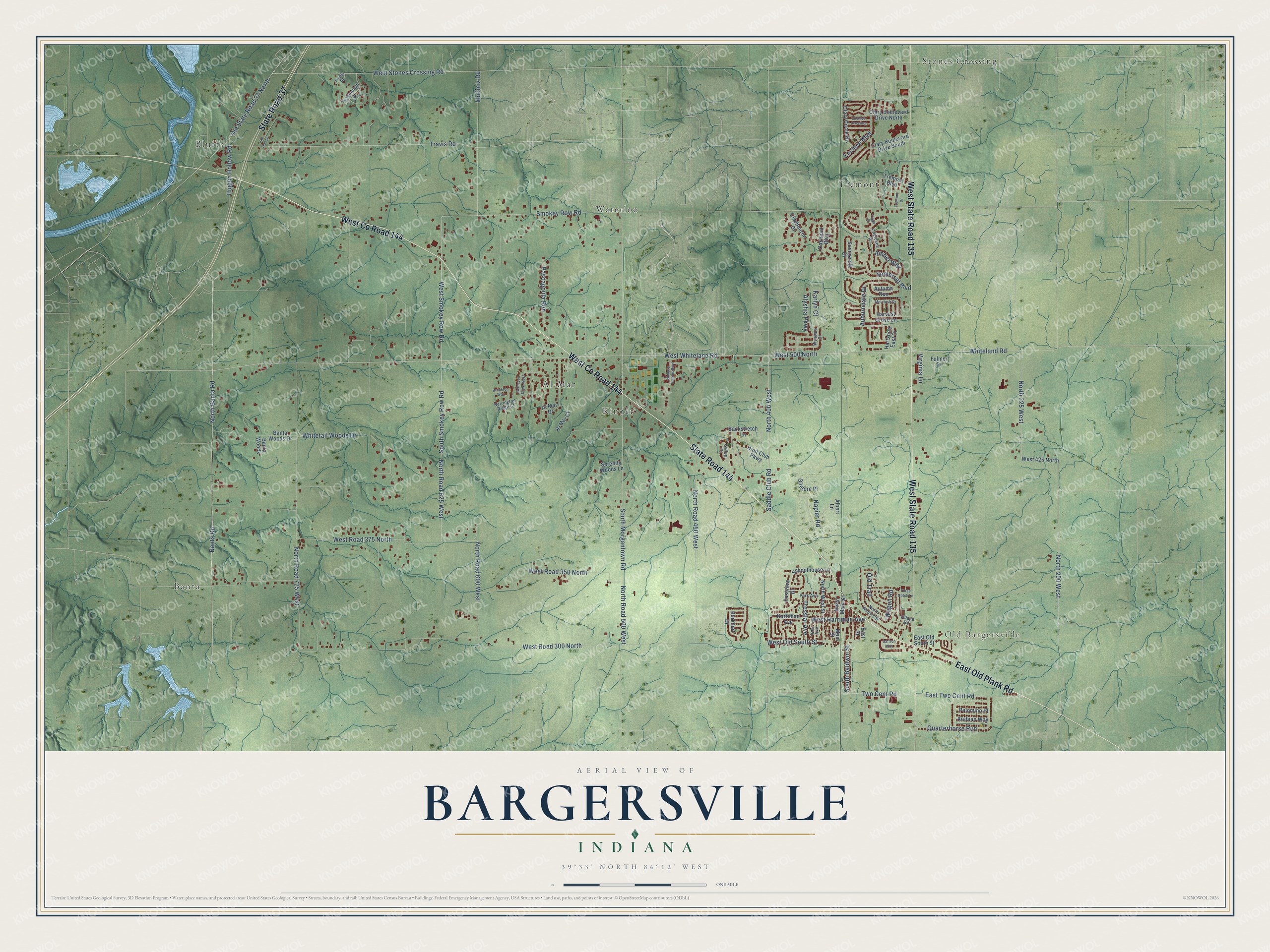 Watermarked full-map preview of Bargersville, Indiana