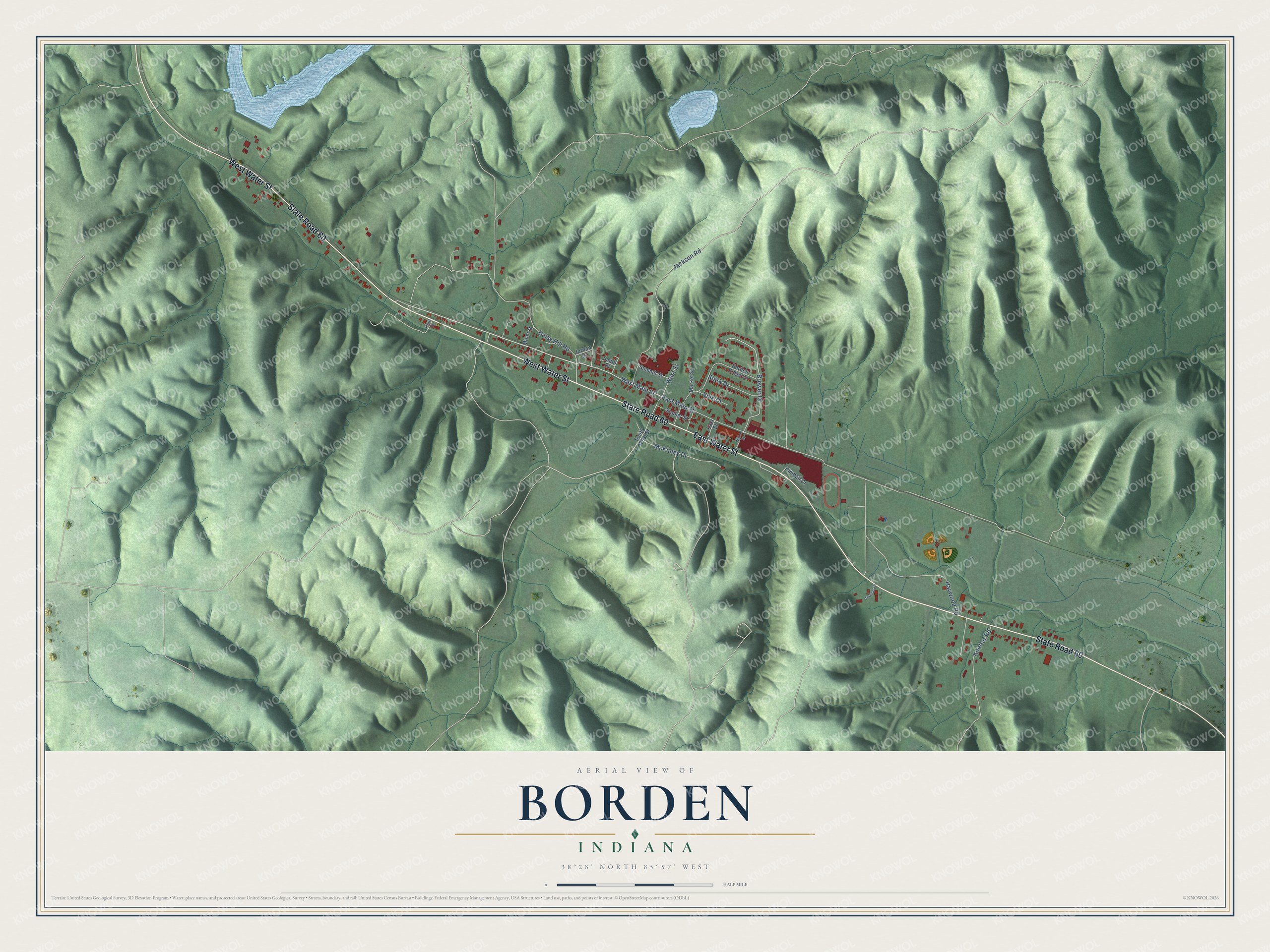 Watermarked full-map preview of Borden, Indiana