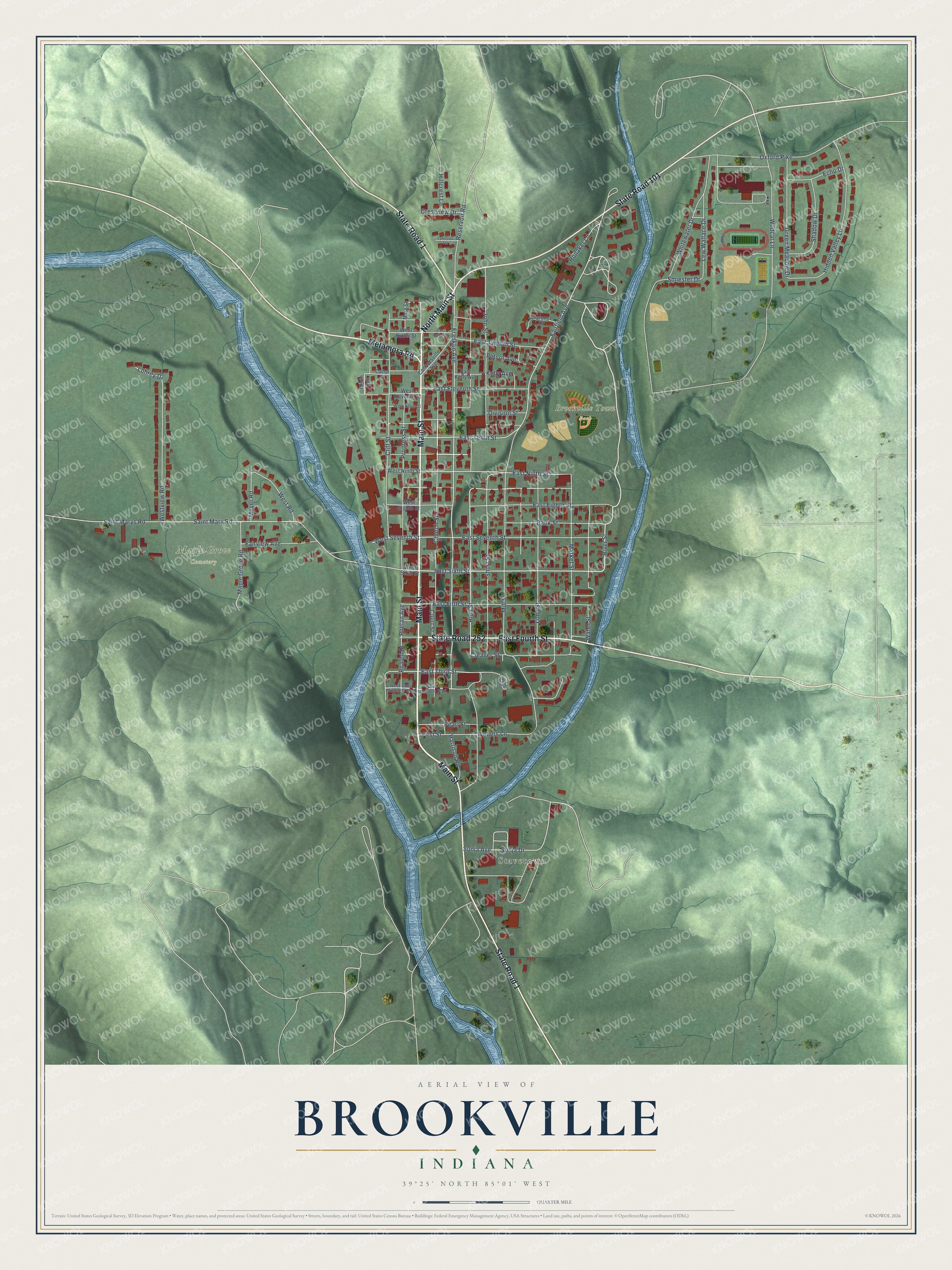 Watermarked full-map preview of Brookville, Indiana