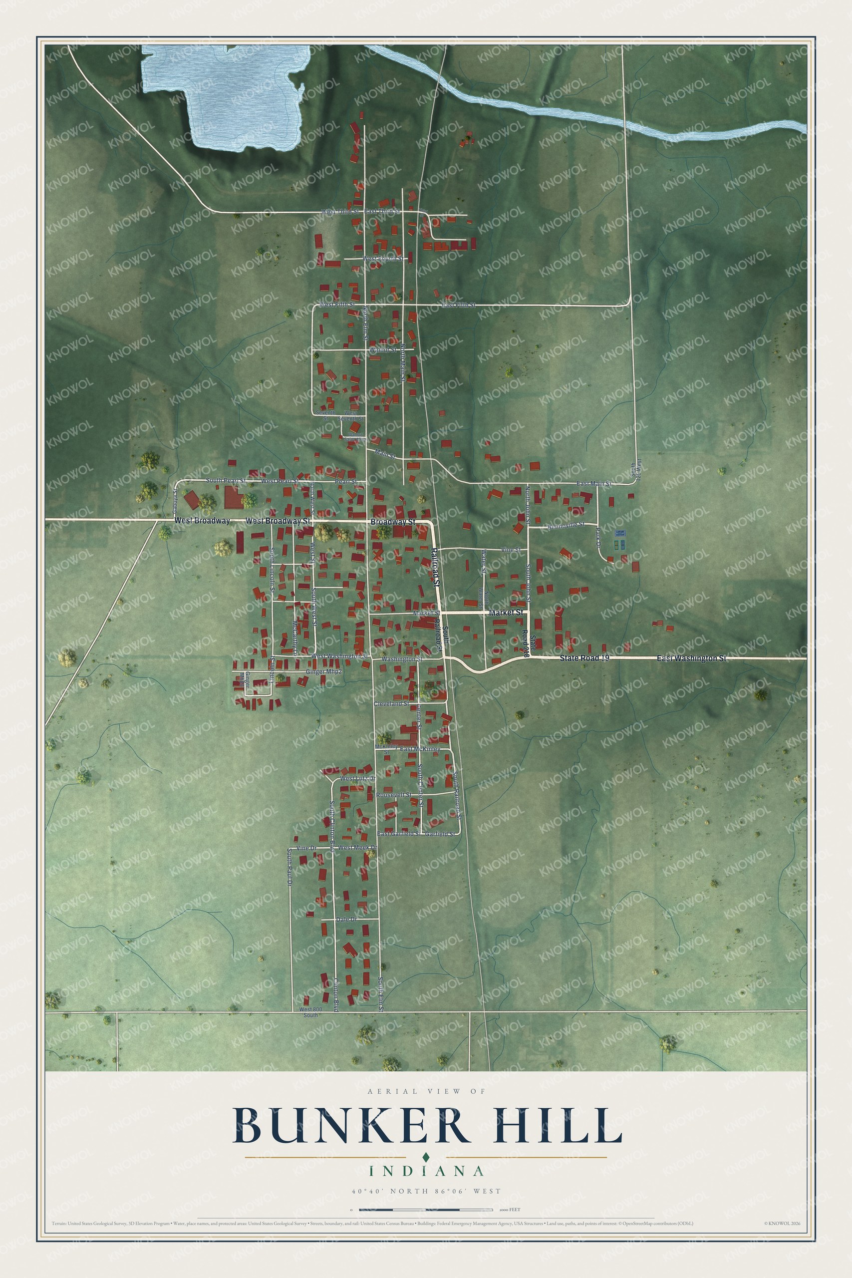 Watermarked full-map preview of Bunker Hill, Indiana