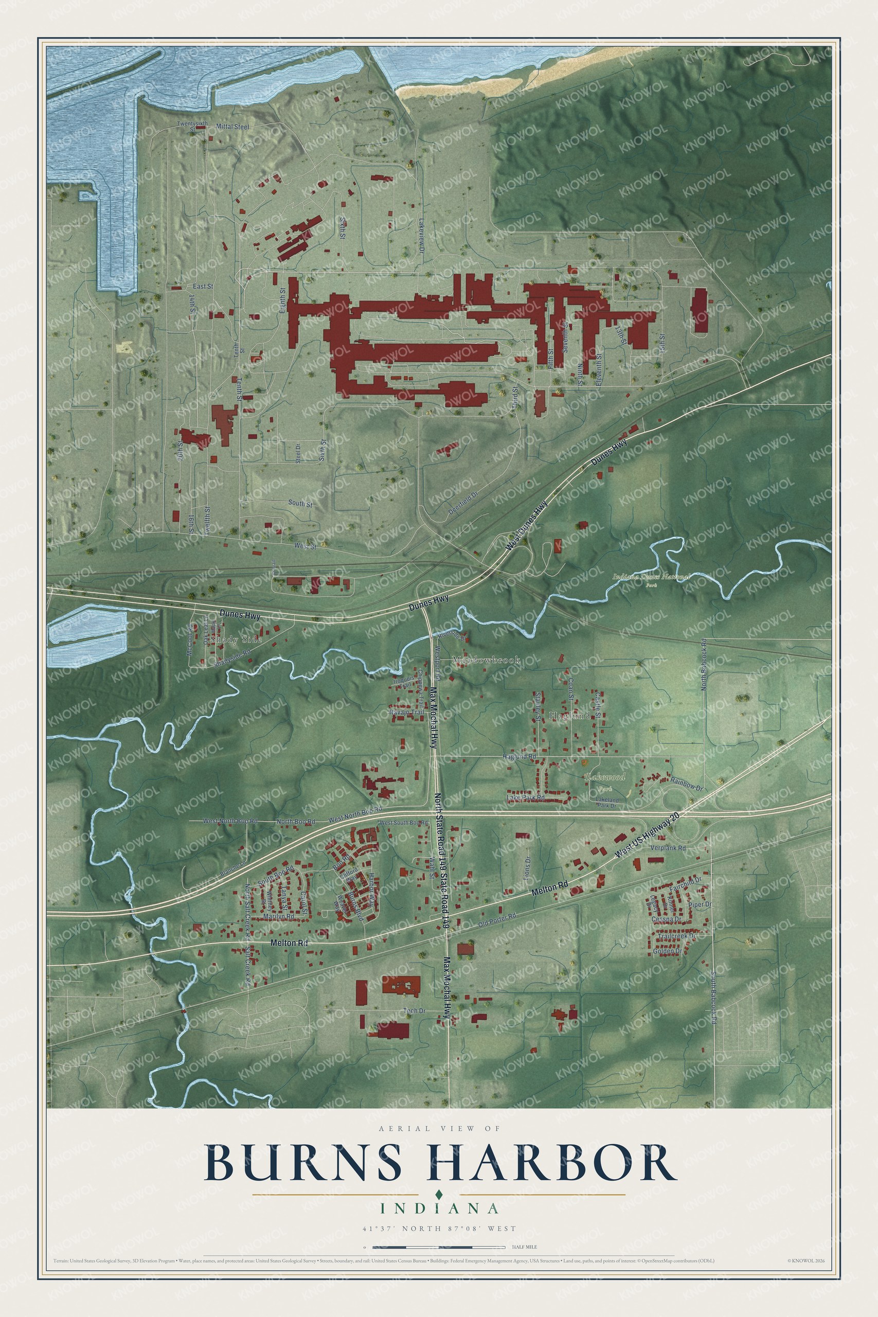 Watermarked full-map preview of Burns Harbor, Indiana