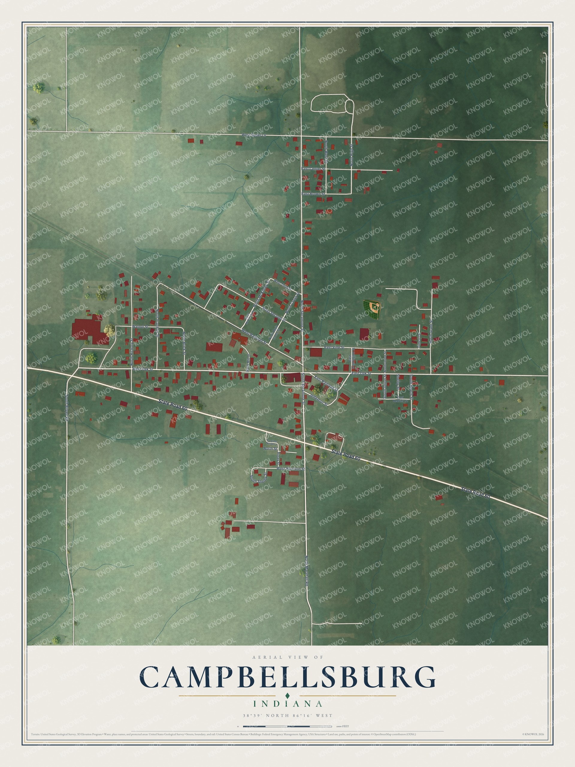 Watermarked full-map preview of Campbellsburg, Indiana