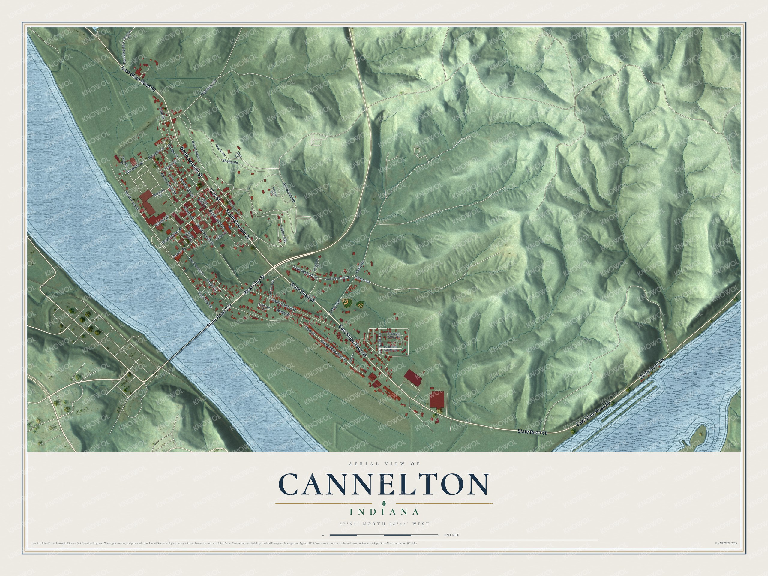 Watermarked full-map preview of Cannelton, Indiana
