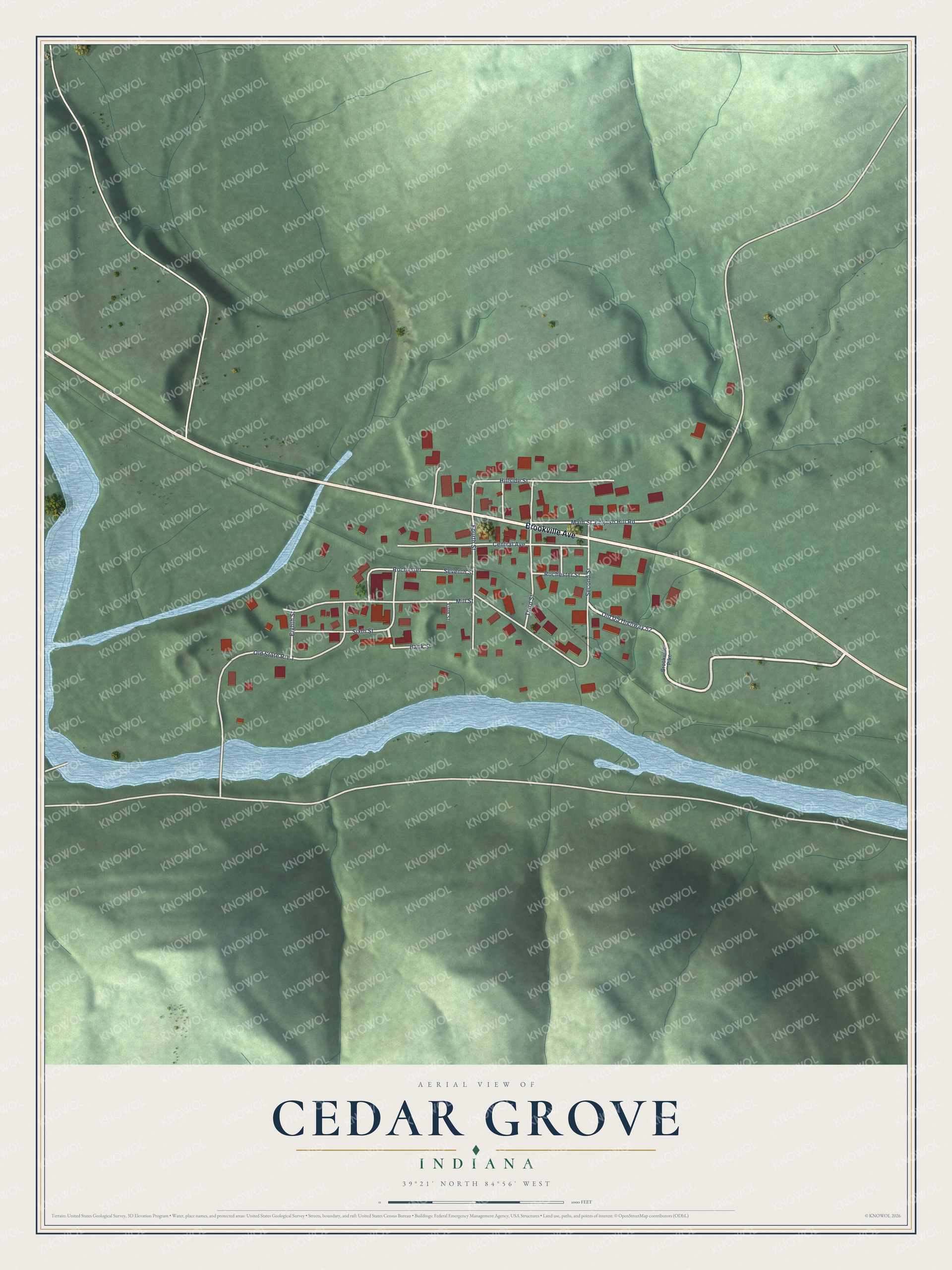 Watermarked full-map preview of Cedar Grove, Indiana