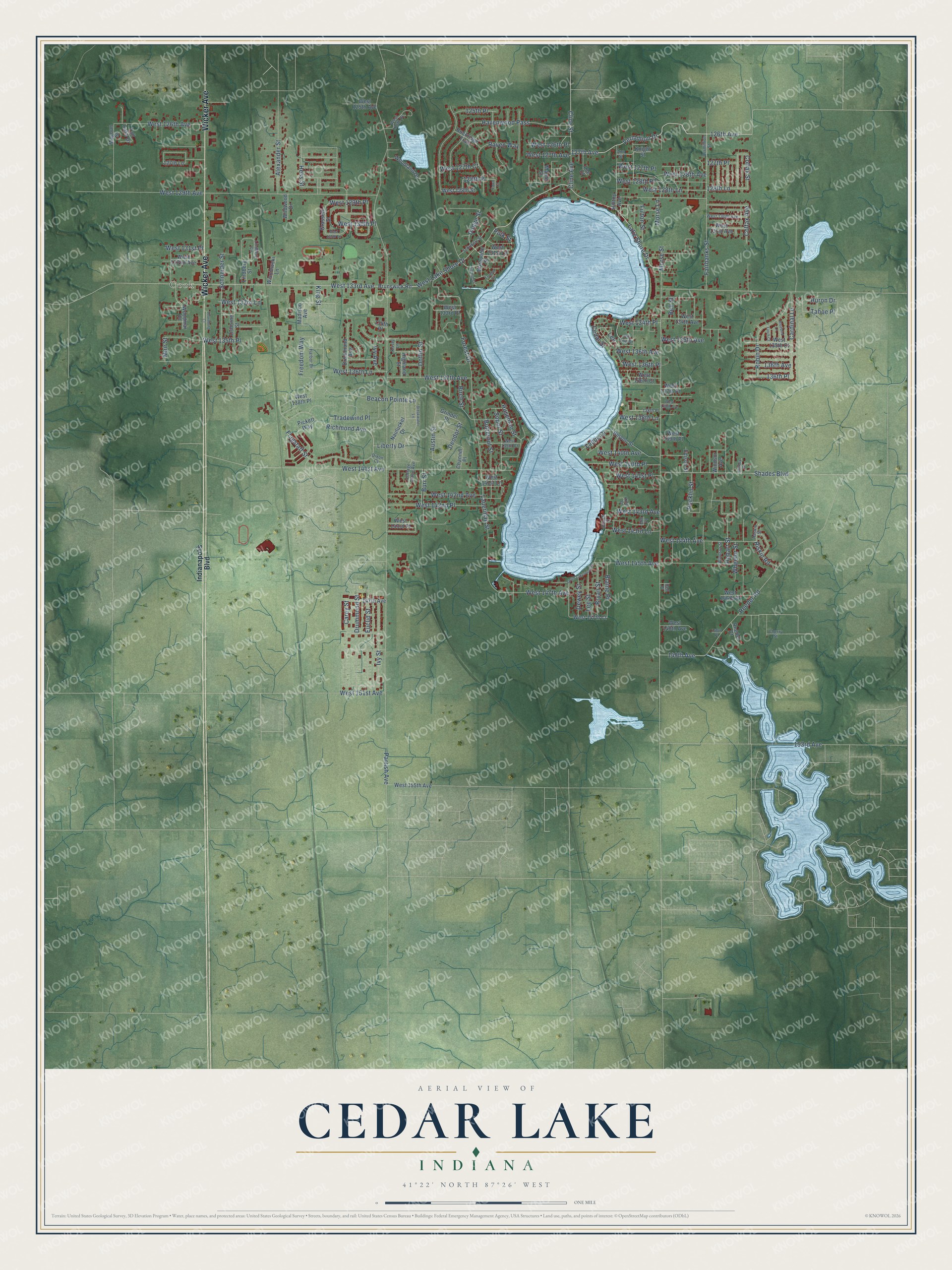 Watermarked full-map preview of Cedar Lake, Indiana