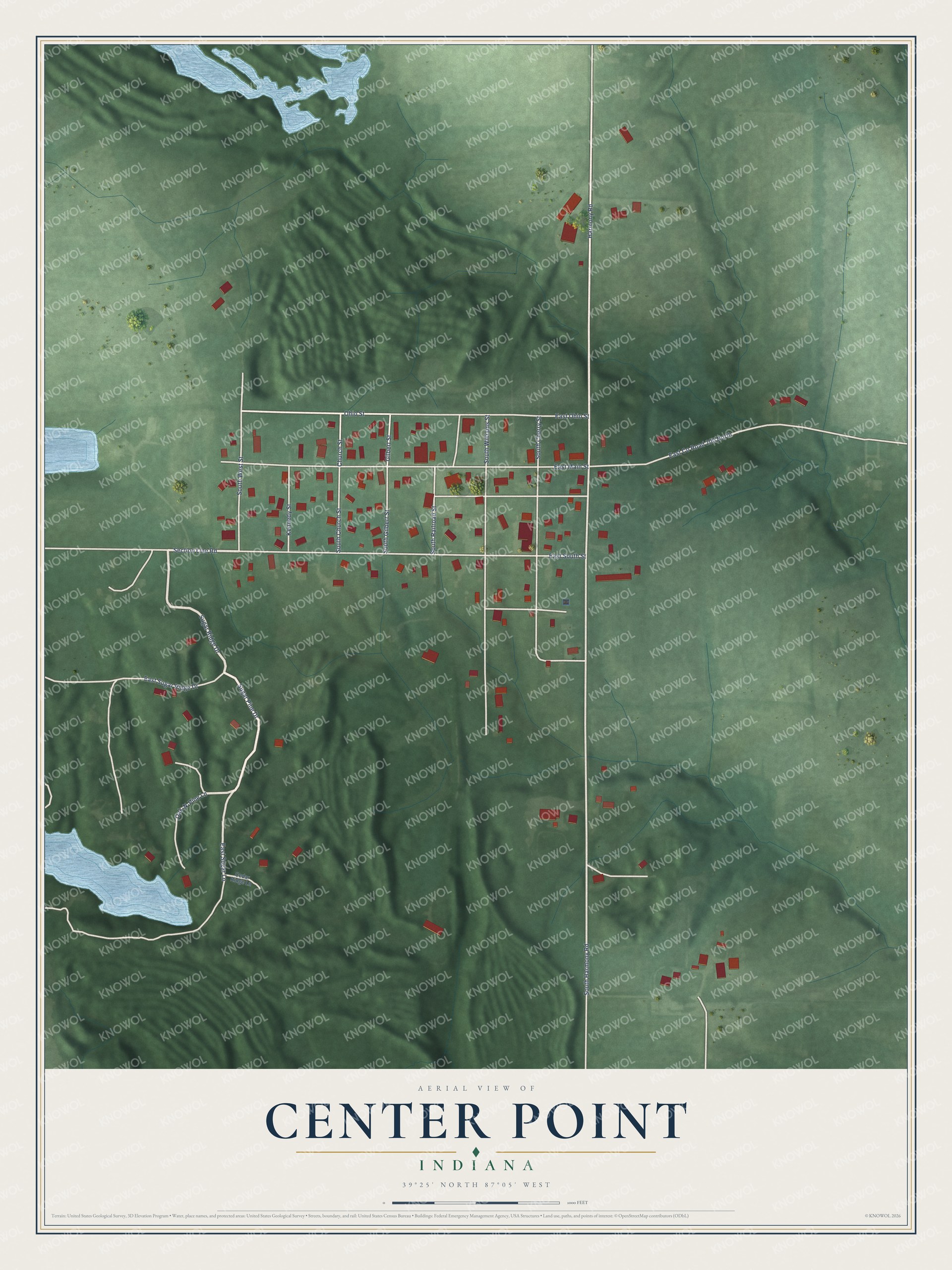 Watermarked full-map preview of Center Point, Indiana