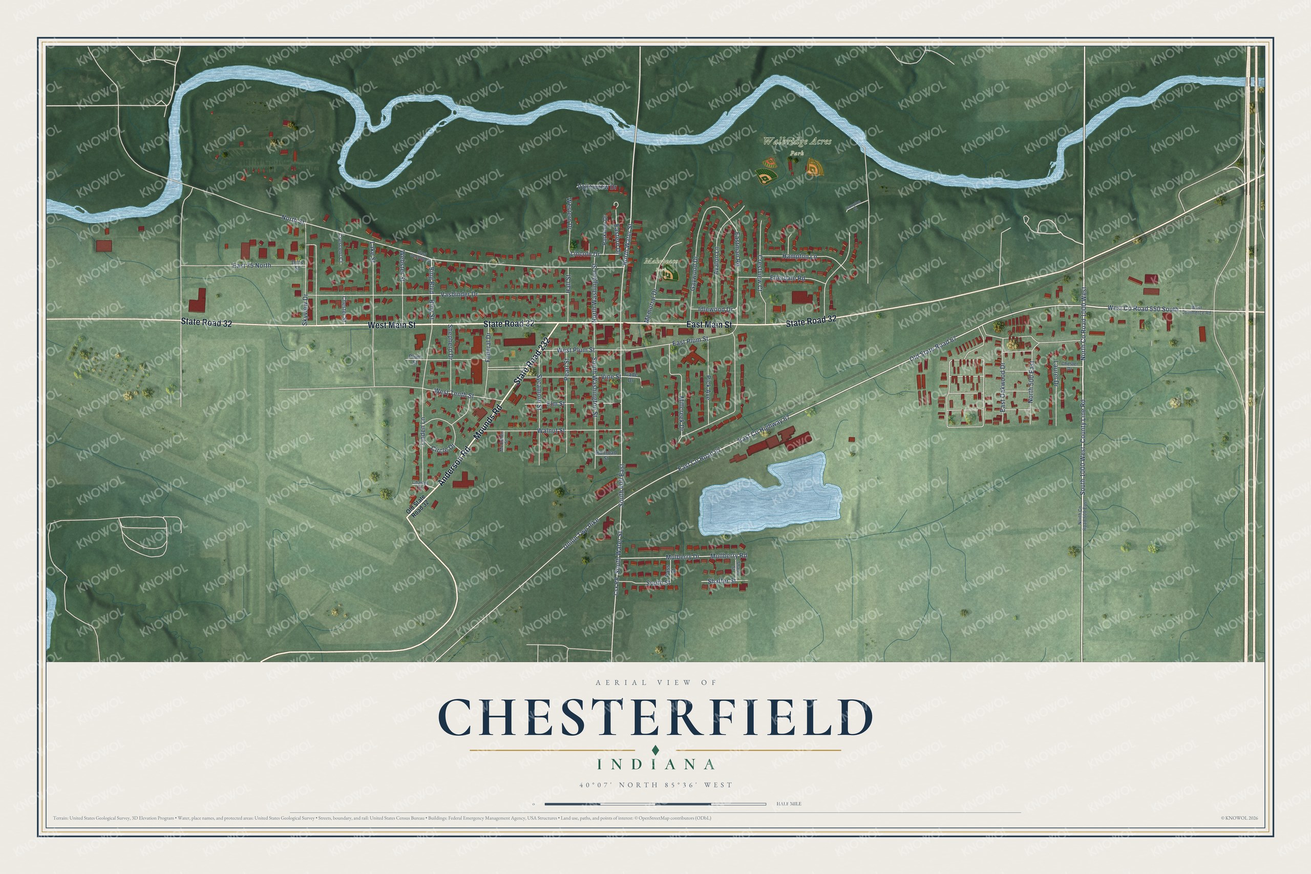 Watermarked full-map preview of Chesterfield, Indiana