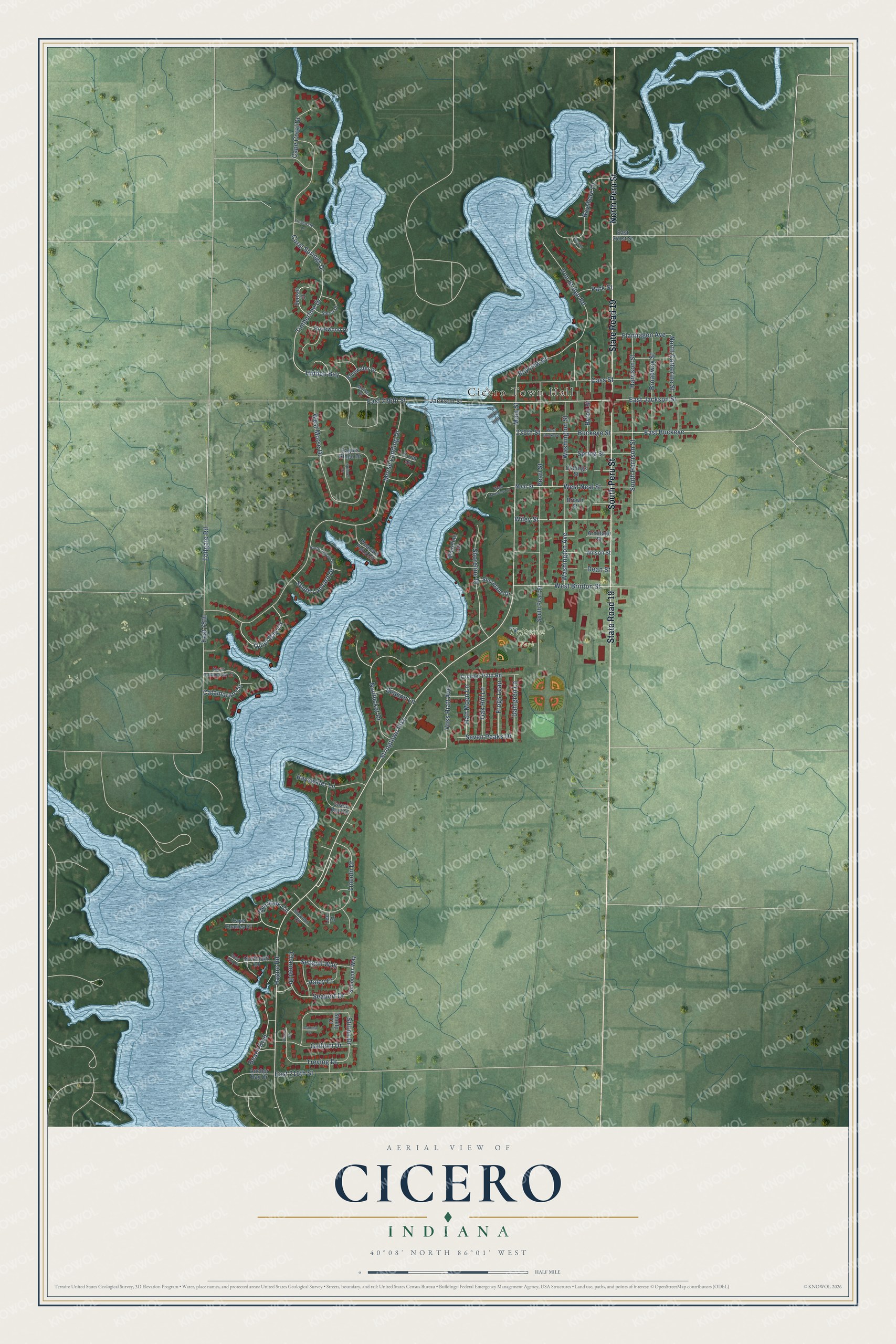 Watermarked full-map preview of Cicero, Indiana