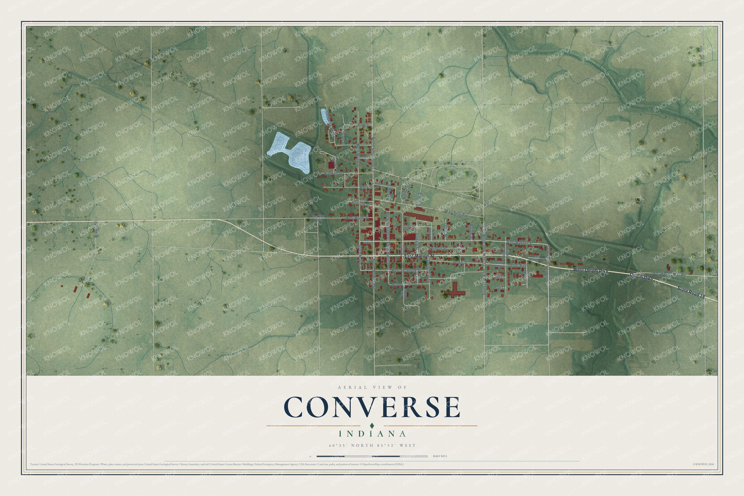 Watermarked full-map preview of Converse, Indiana