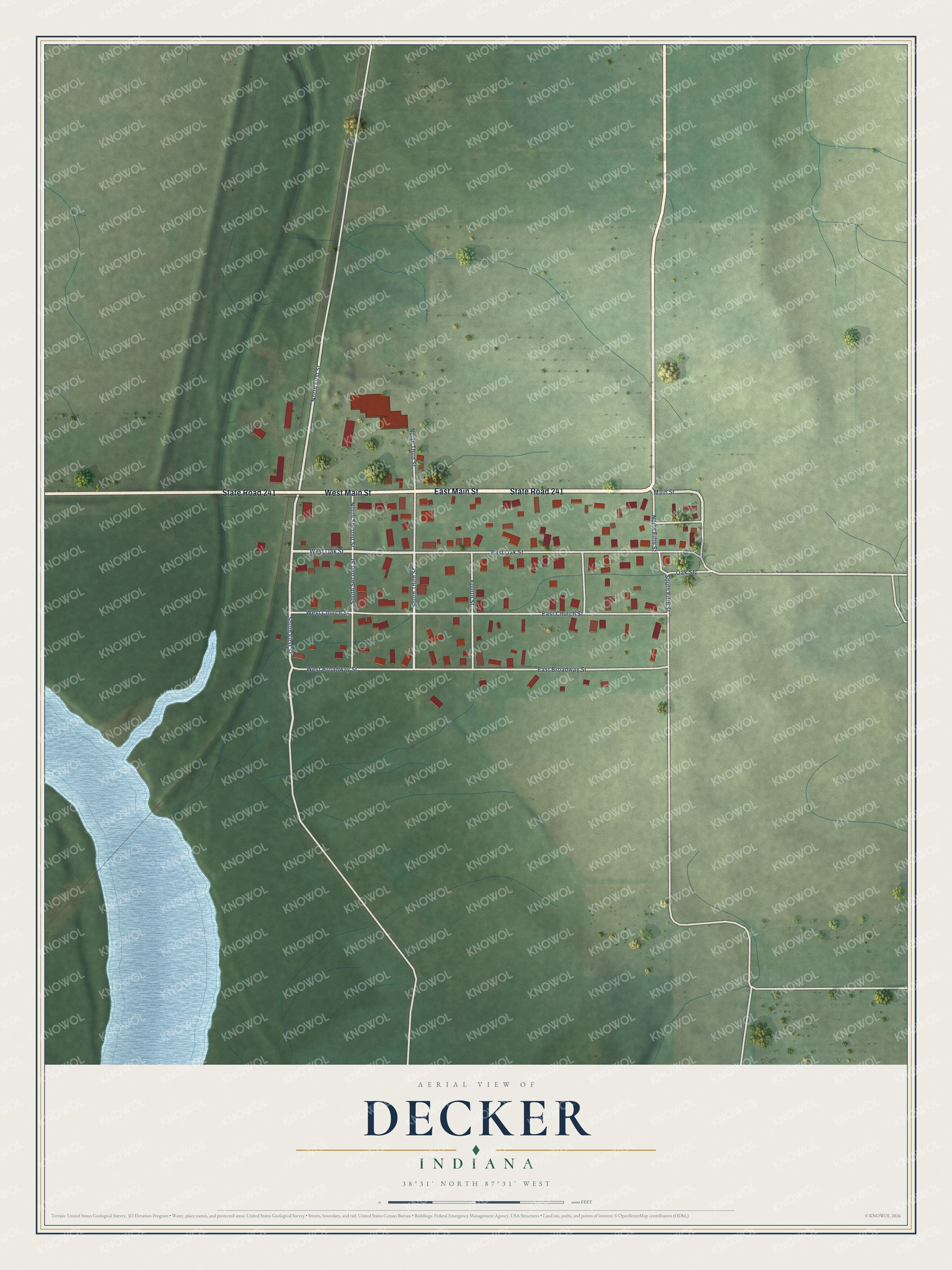 Watermarked full-map preview of Decker, Indiana