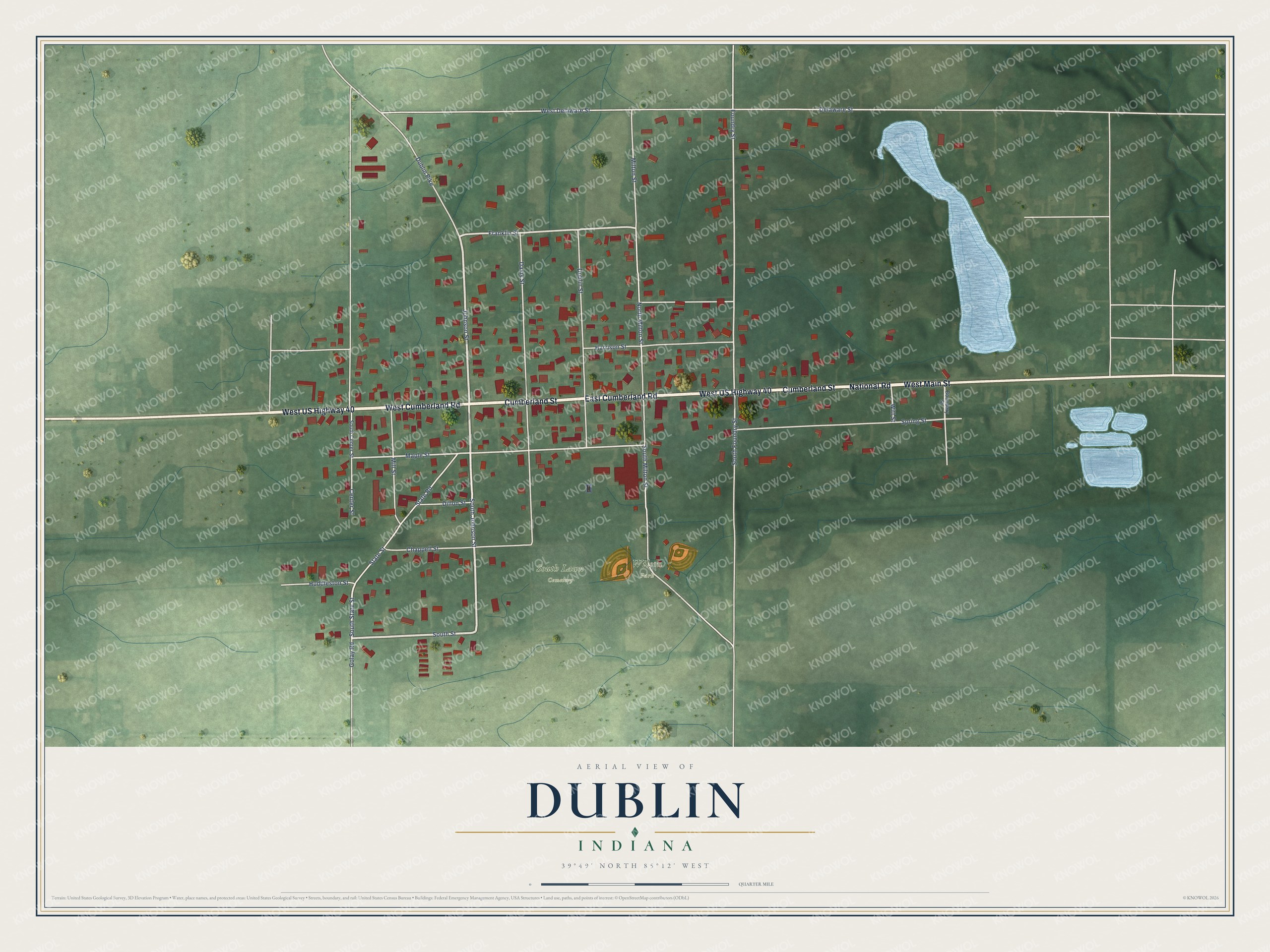 Watermarked full-map preview of Dublin, Indiana