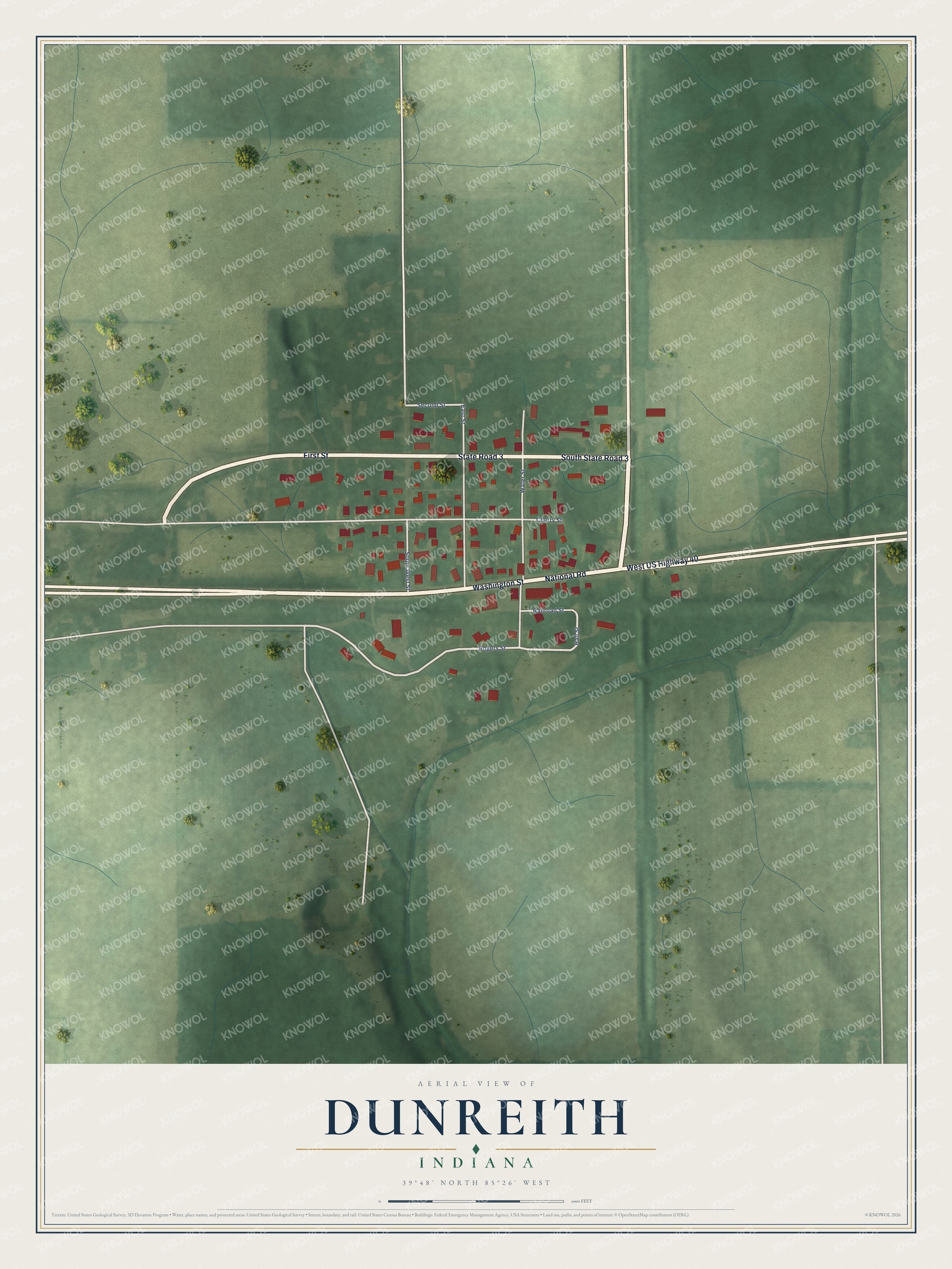 Watermarked full-map preview of Dunreith, Indiana