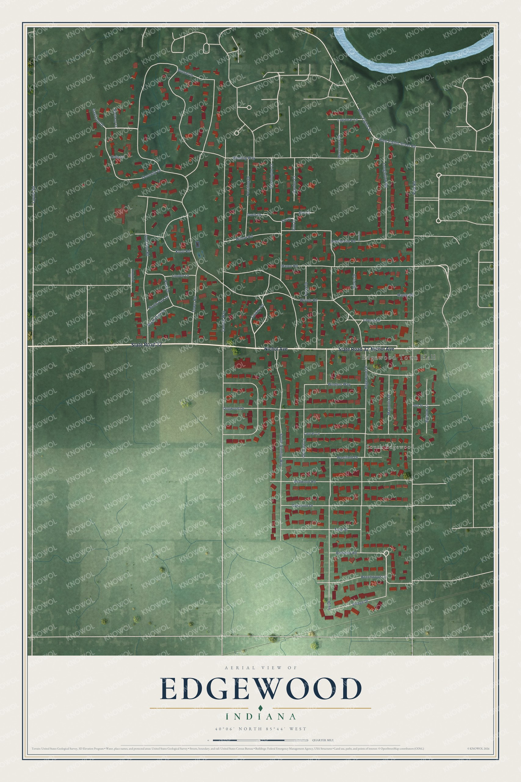 Watermarked full-map preview of Edgewood, Indiana