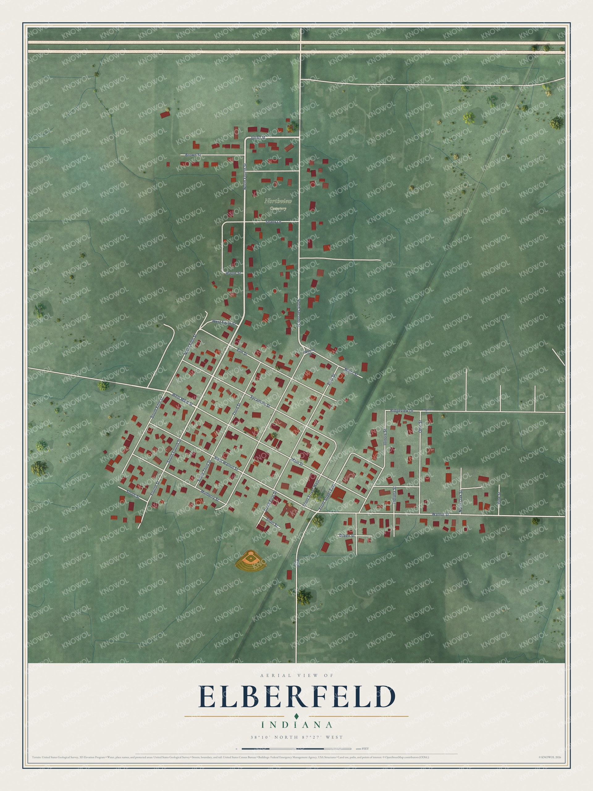 Watermarked full-map preview of Elberfeld, Indiana