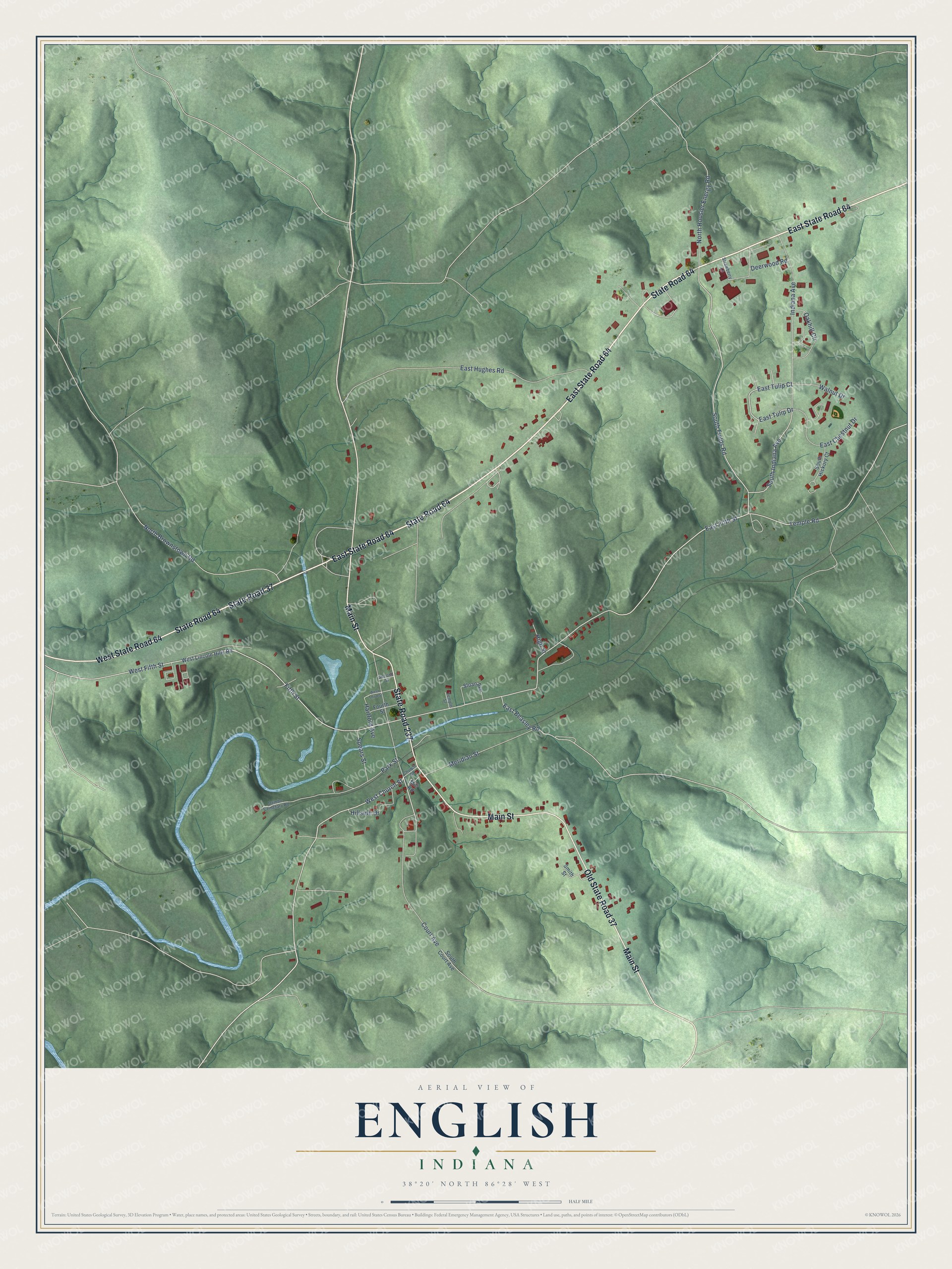 Watermarked full-map preview of English, Indiana