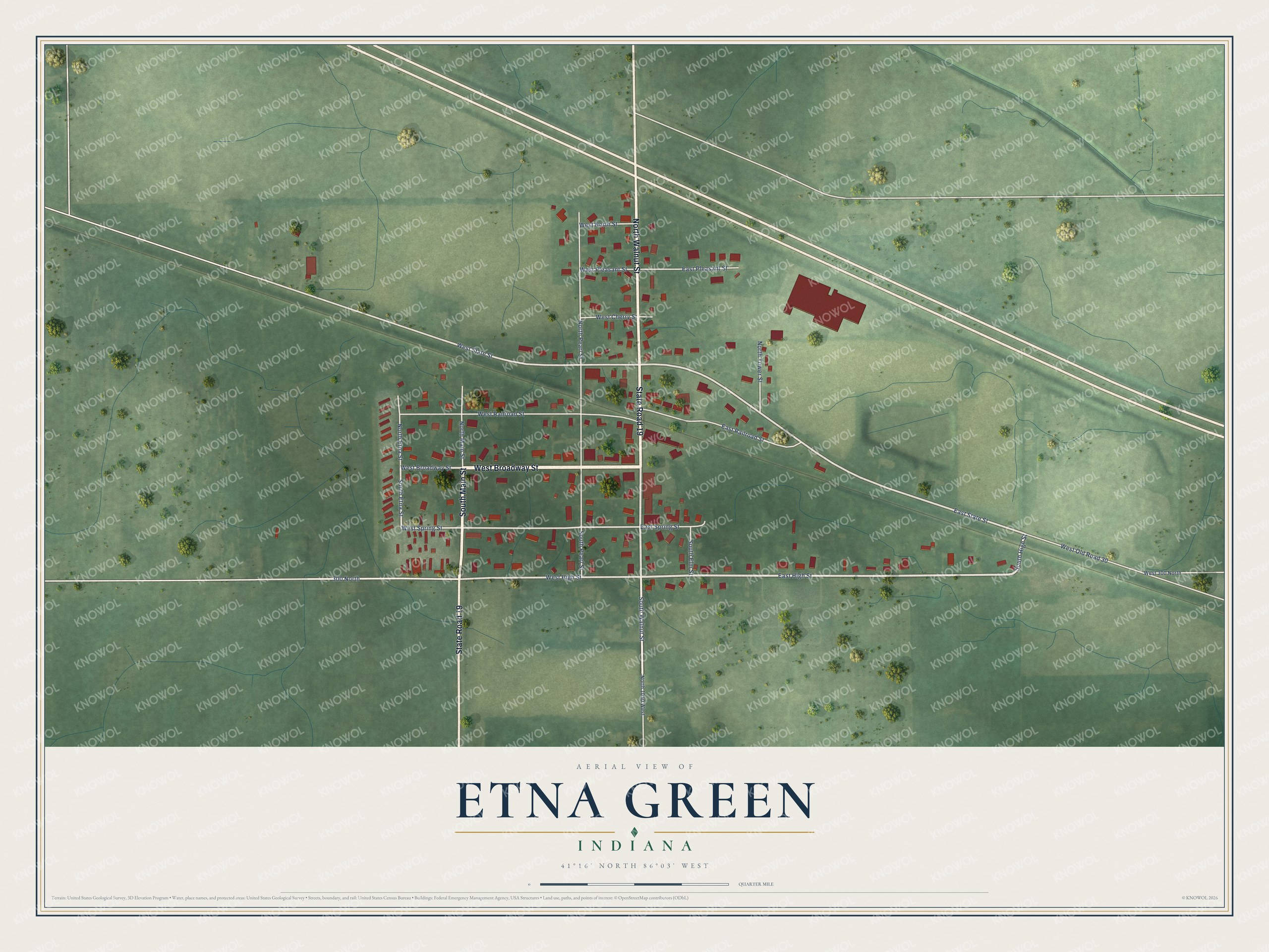 Watermarked full-map preview of Etna Green, Indiana