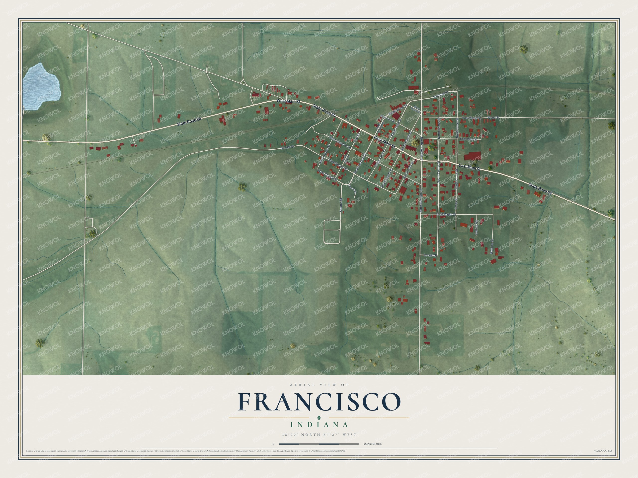 Watermarked full-map preview of Francisco, Indiana