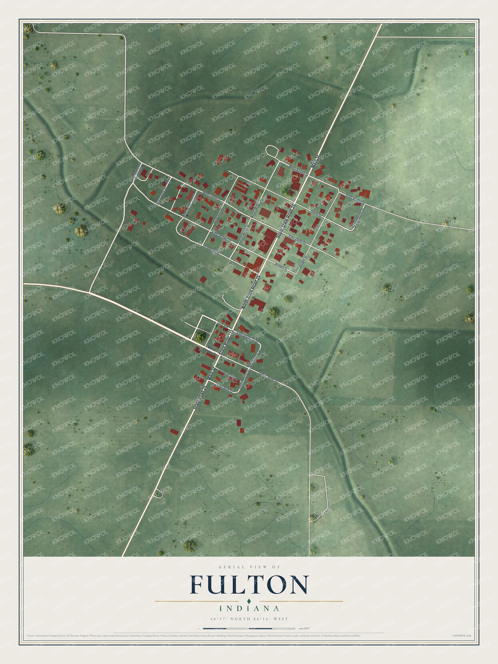 Watermarked full-map preview of Fulton, Indiana