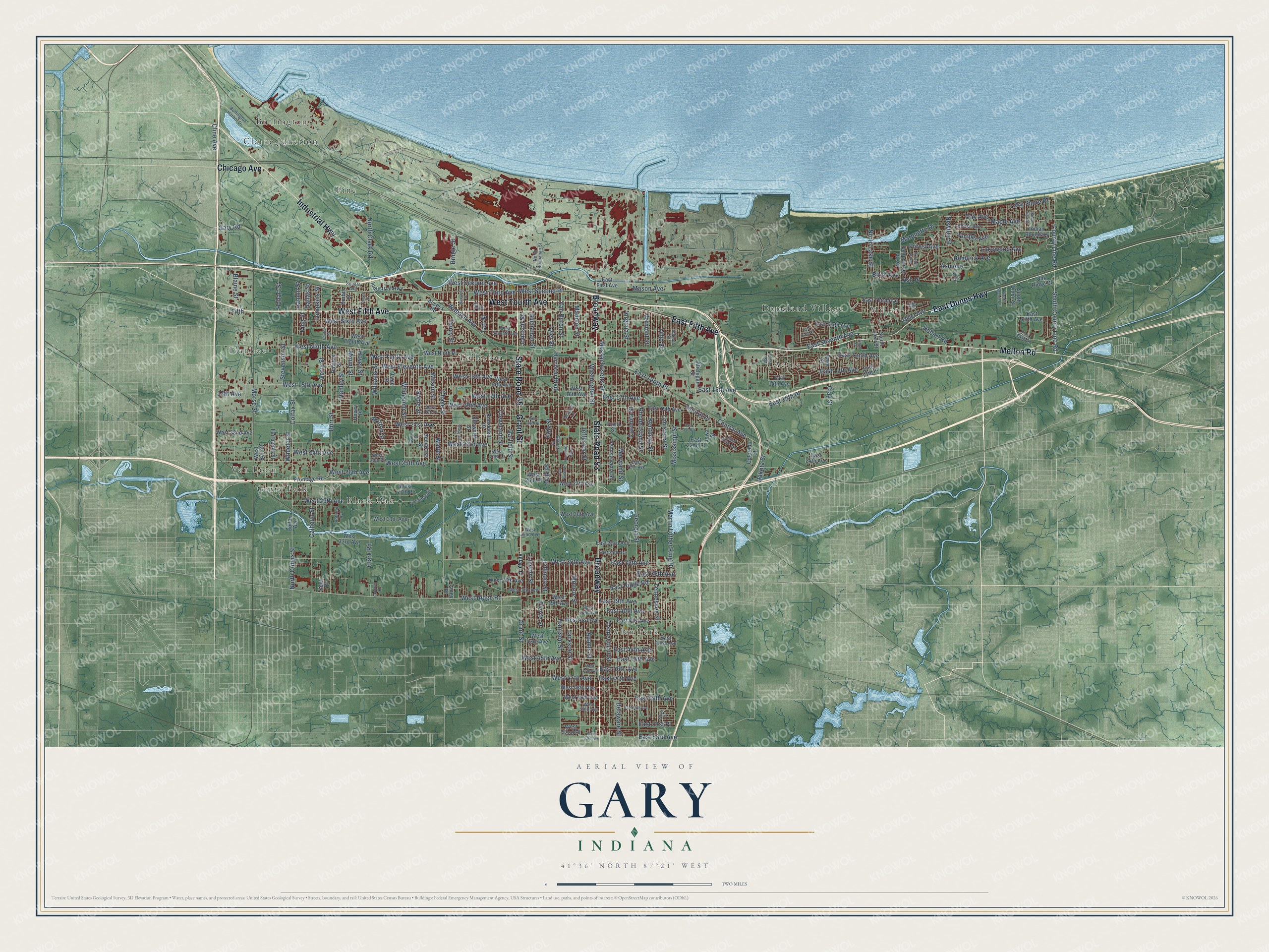 Watermarked full-map preview of Gary, Indiana