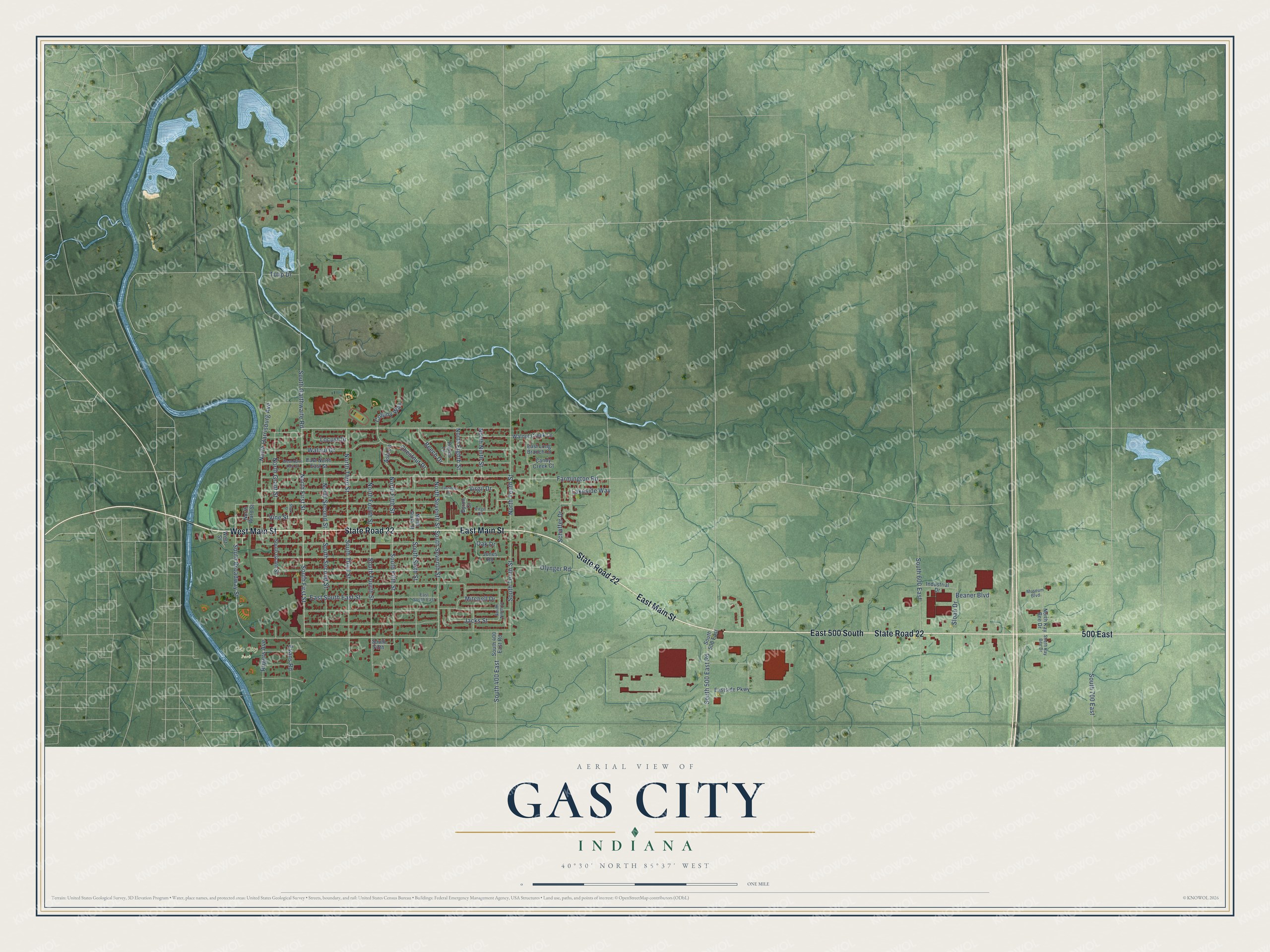 Watermarked full-map preview of Gas City, Indiana