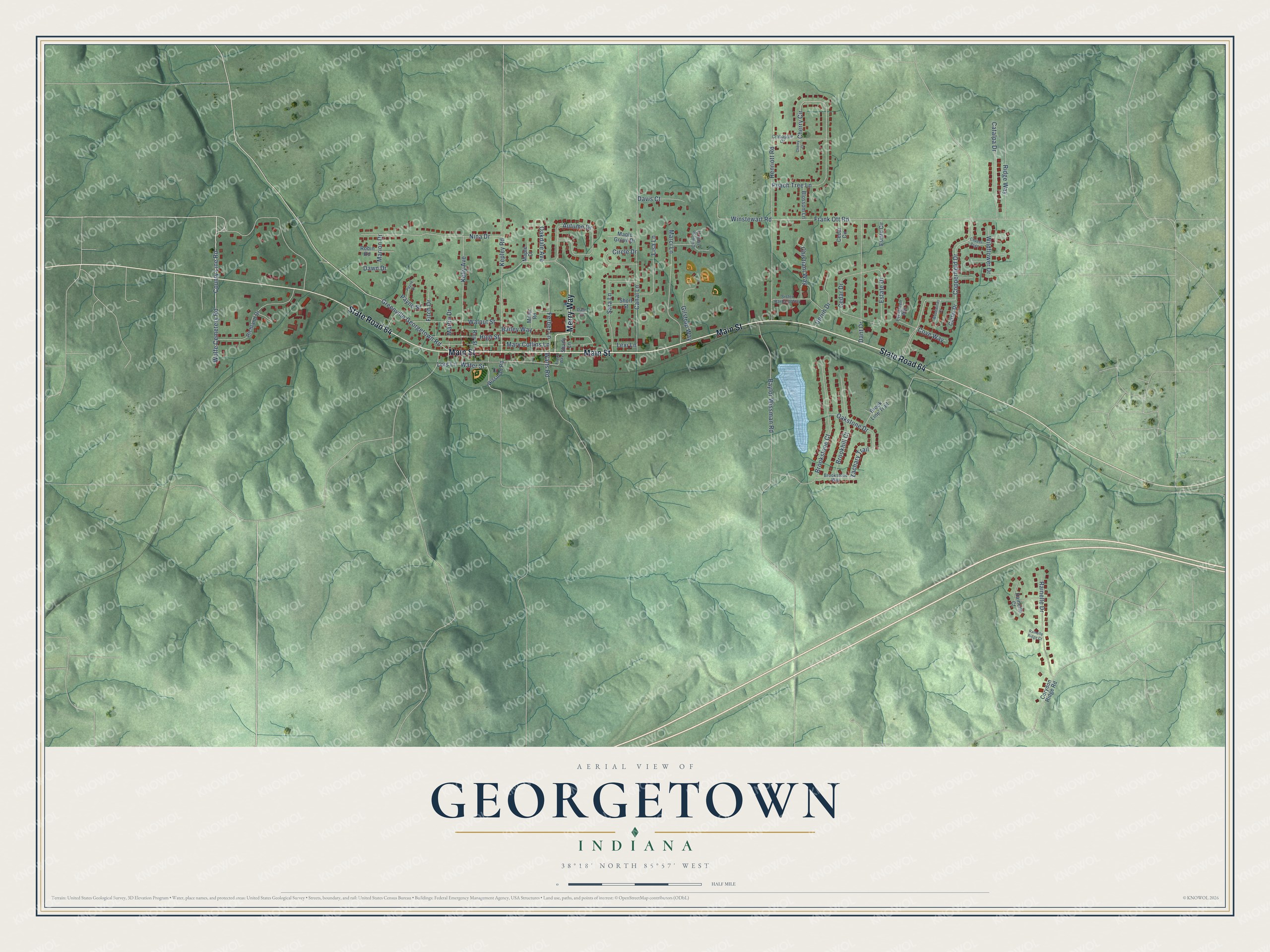 Watermarked full-map preview of Georgetown, Indiana
