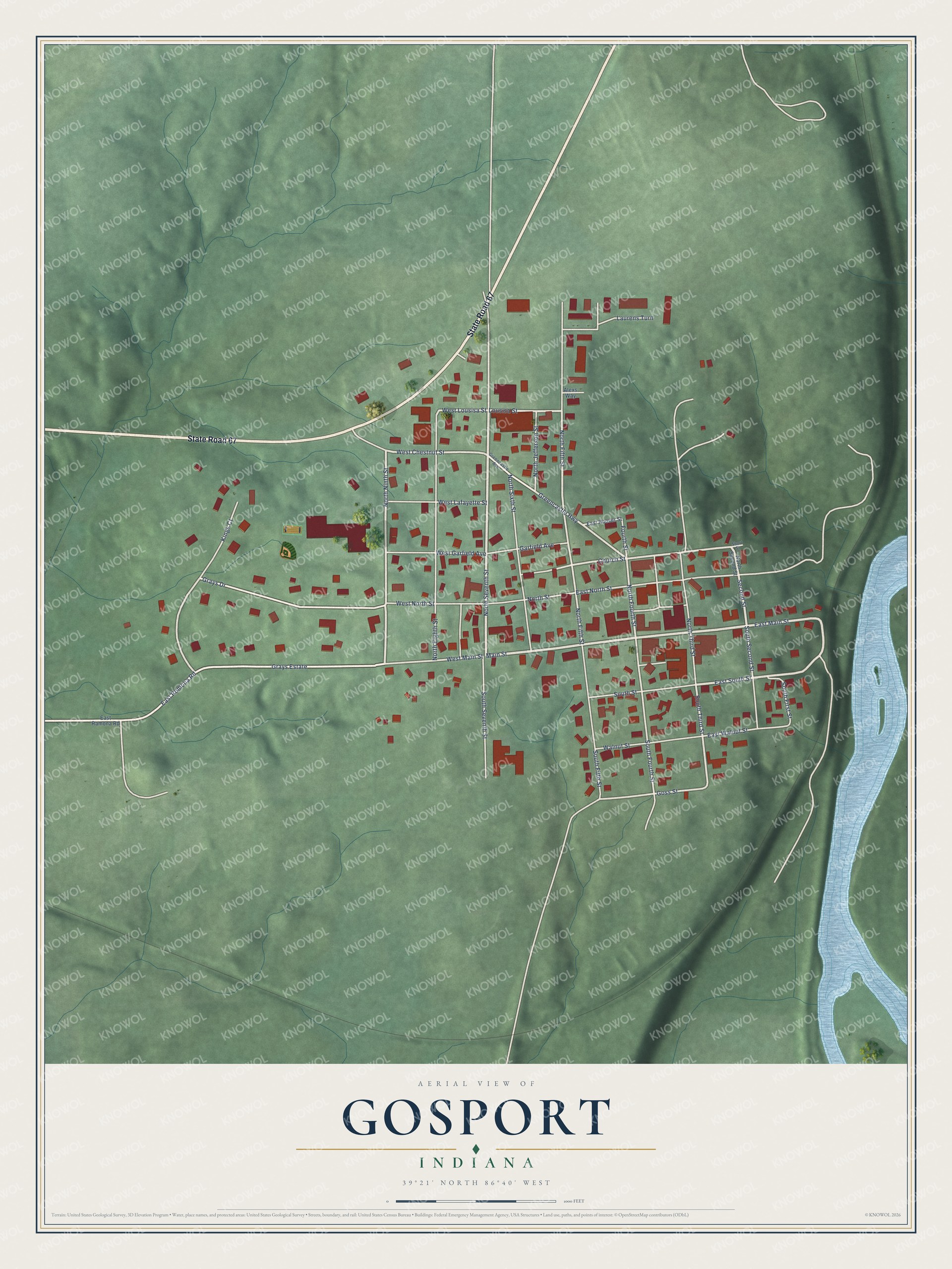 Watermarked full-map preview of Gosport, Indiana