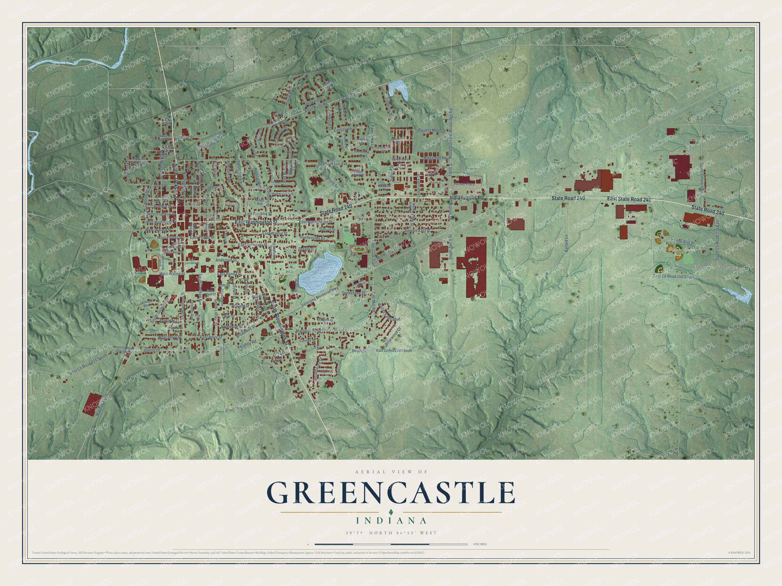 Watermarked full-map preview of Greencastle, Indiana