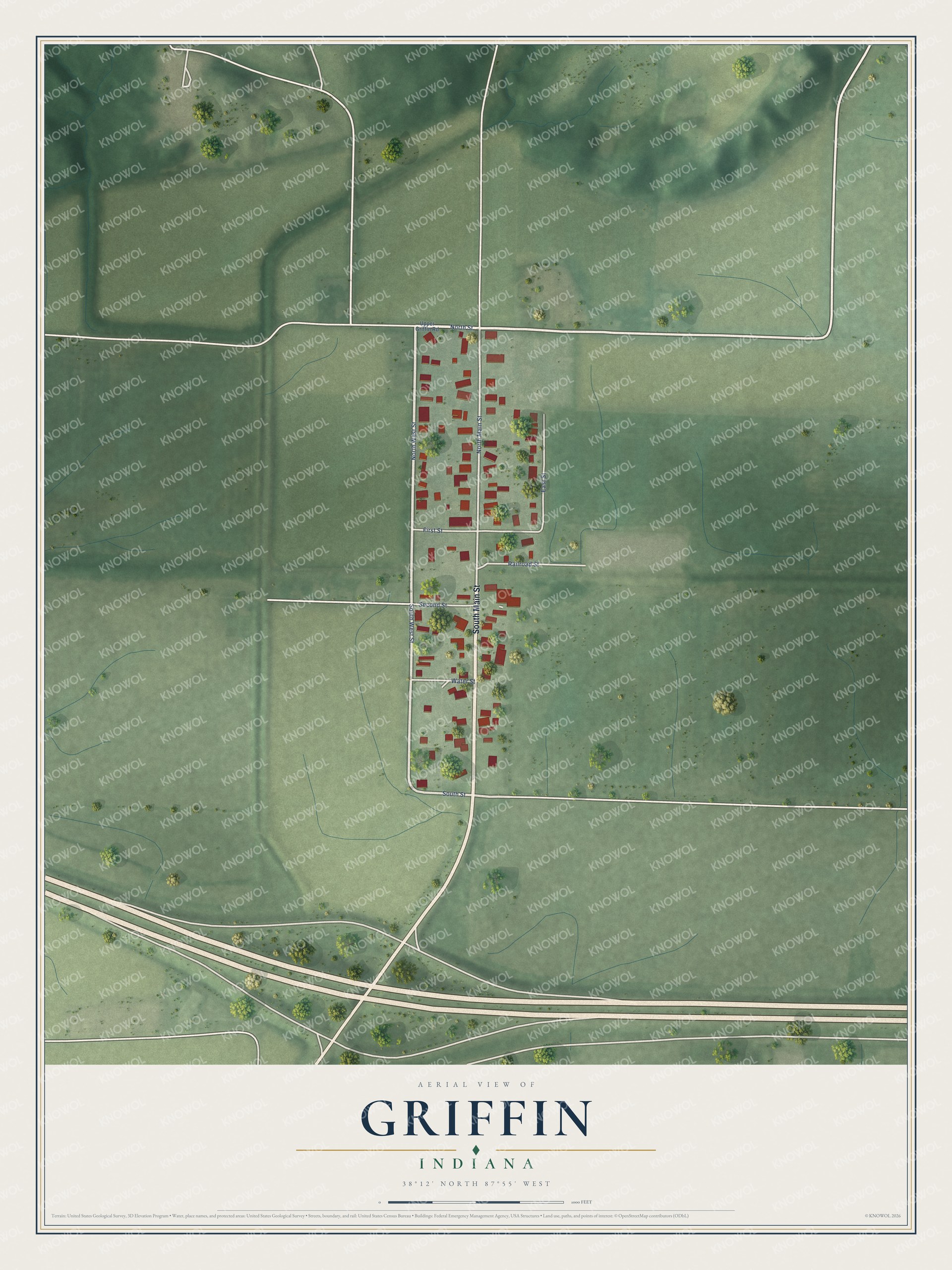 Watermarked full-map preview of Griffin, Indiana