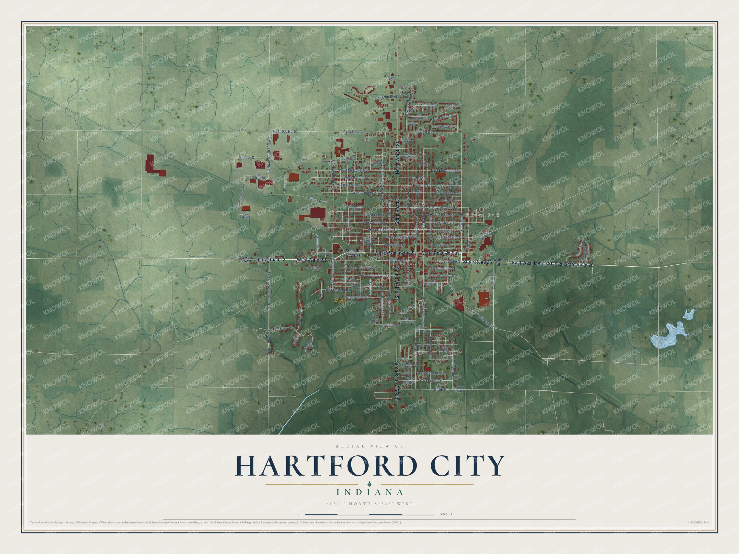 Watermarked full-map preview of Hartford City, Indiana