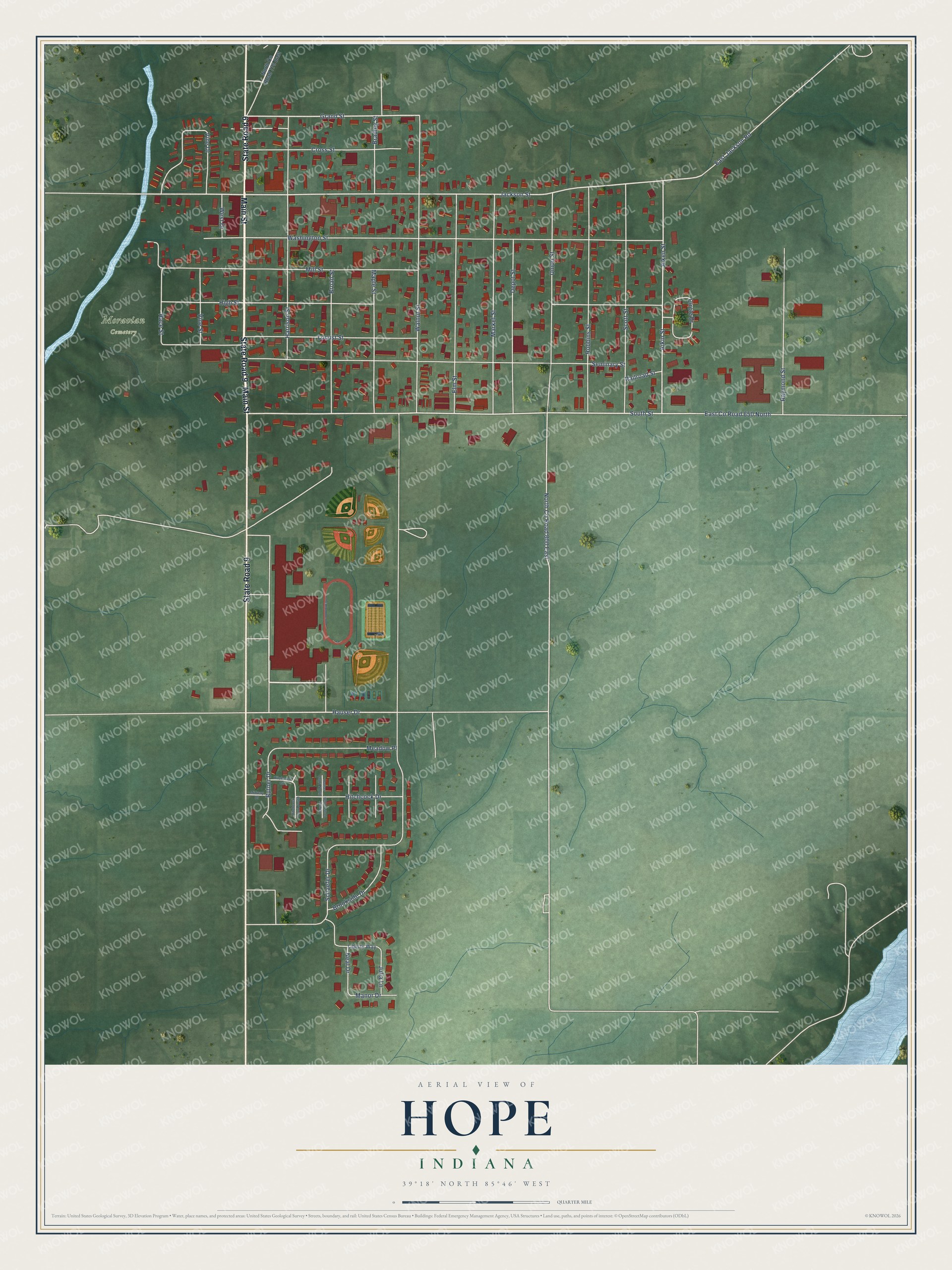 Watermarked full-map preview of Hope, Indiana