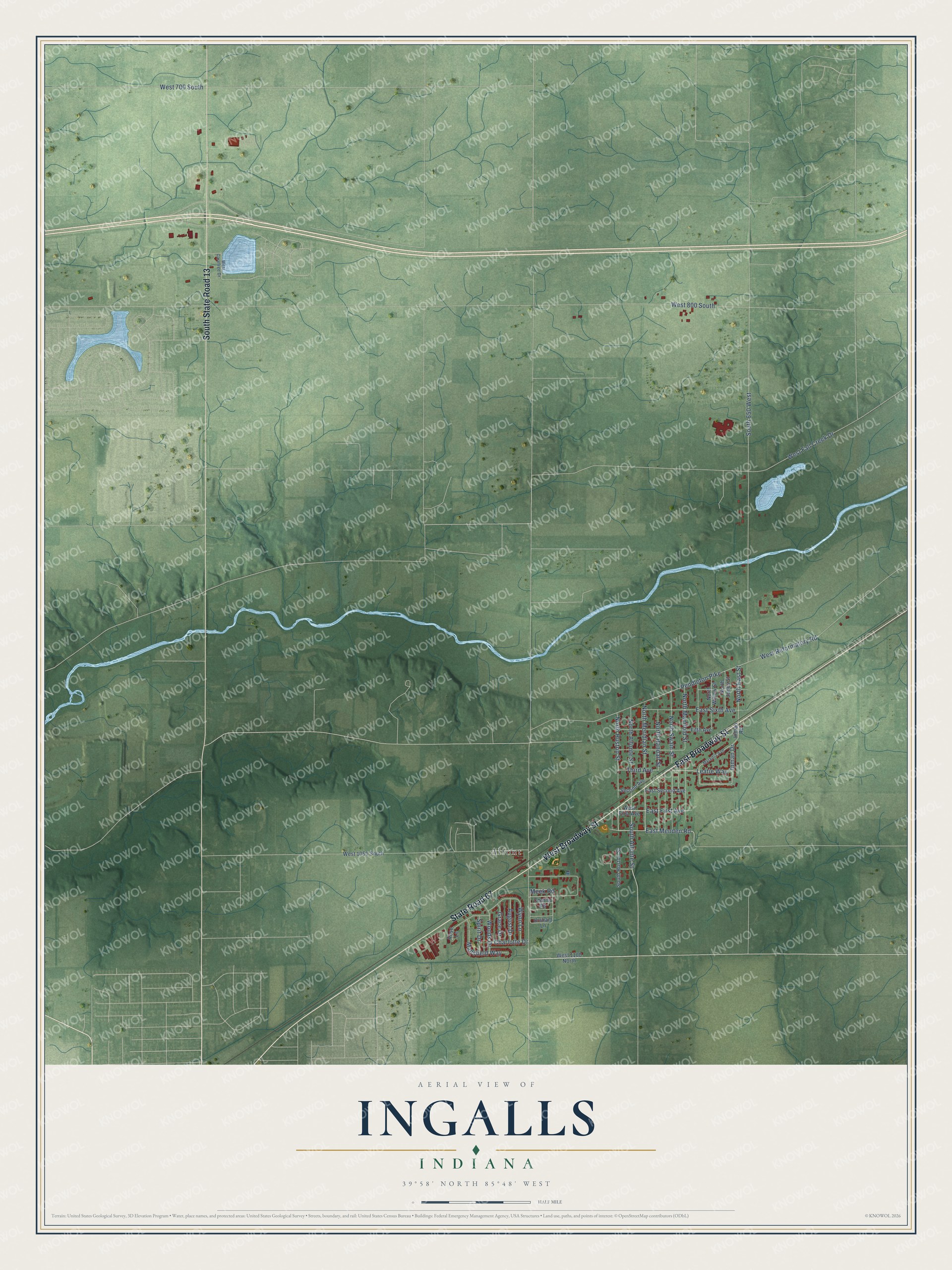 Watermarked full-map preview of Ingalls, Indiana