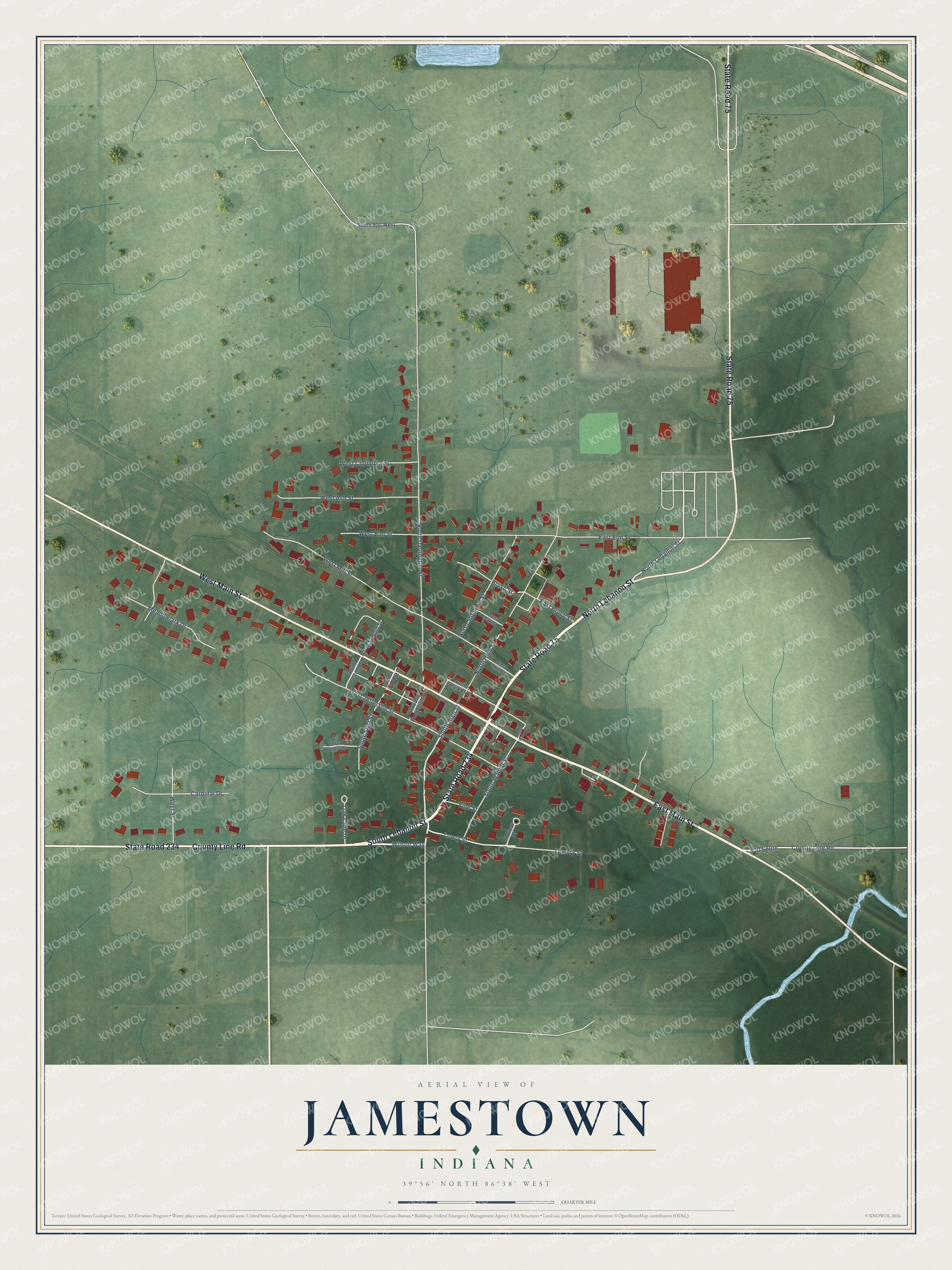 Watermarked full-map preview of Jamestown, Indiana