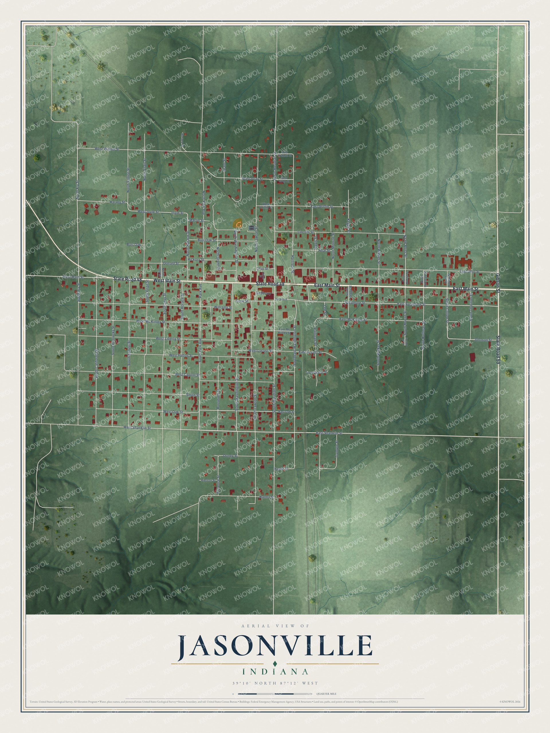 Watermarked full-map preview of Jasonville, Indiana