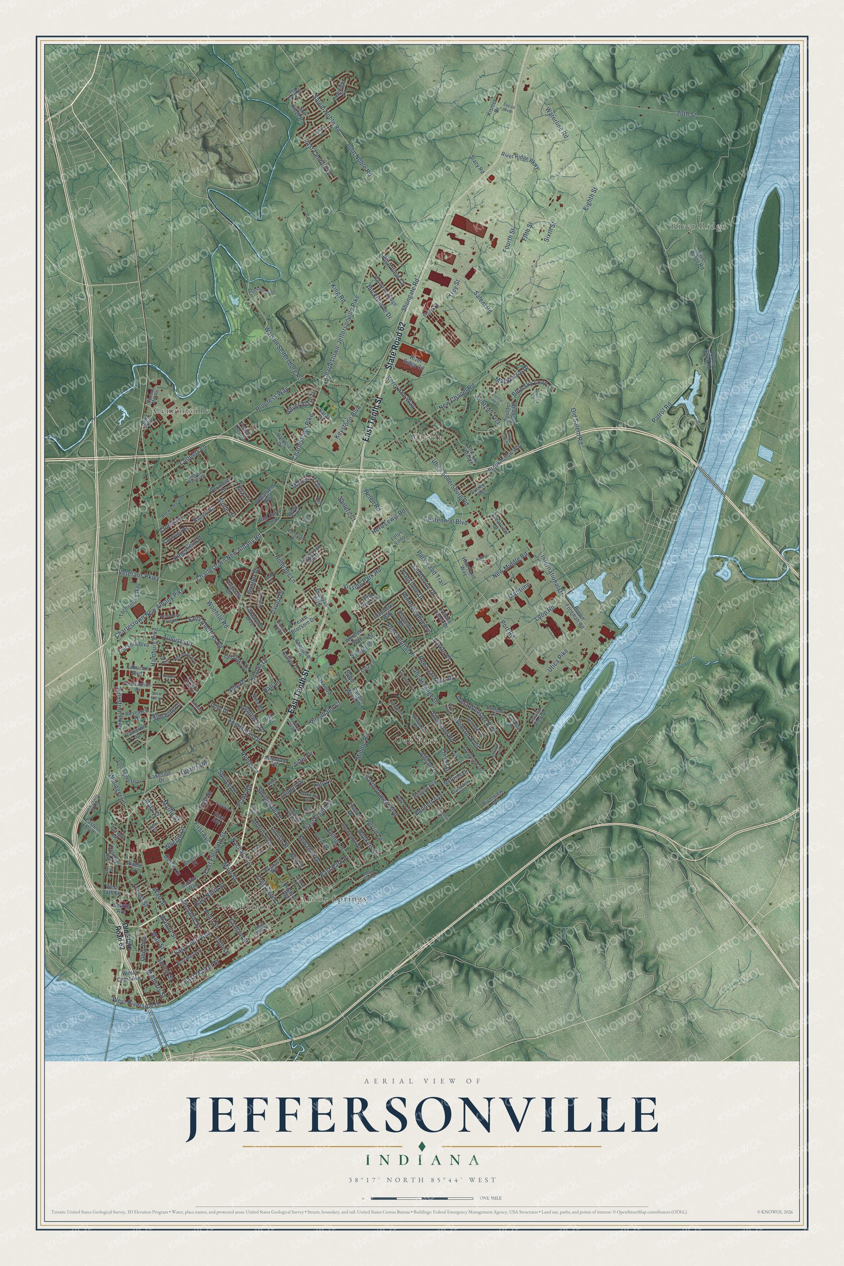 Watermarked full-map preview of Jeffersonville, Indiana