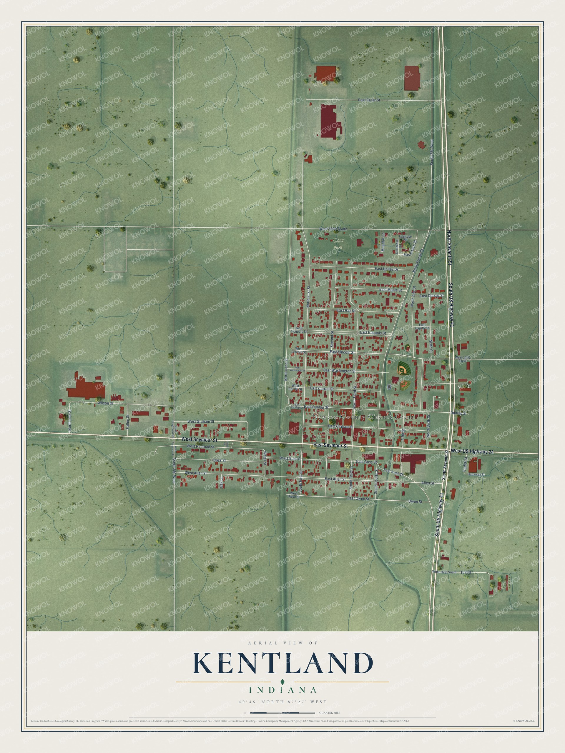 Watermarked full-map preview of Kentland, Indiana