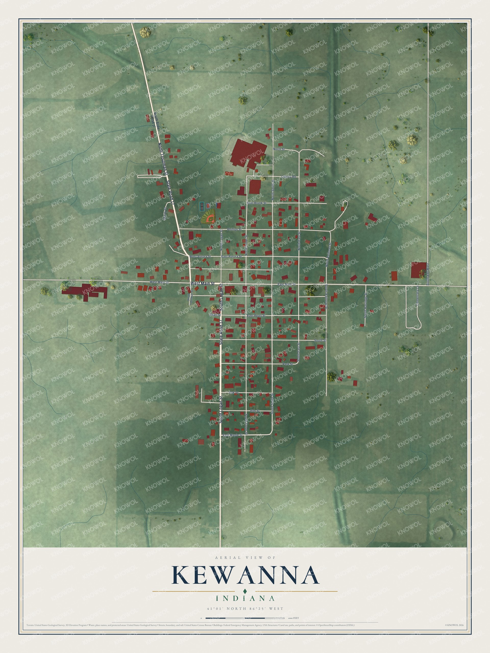 Watermarked full-map preview of Kewanna, Indiana