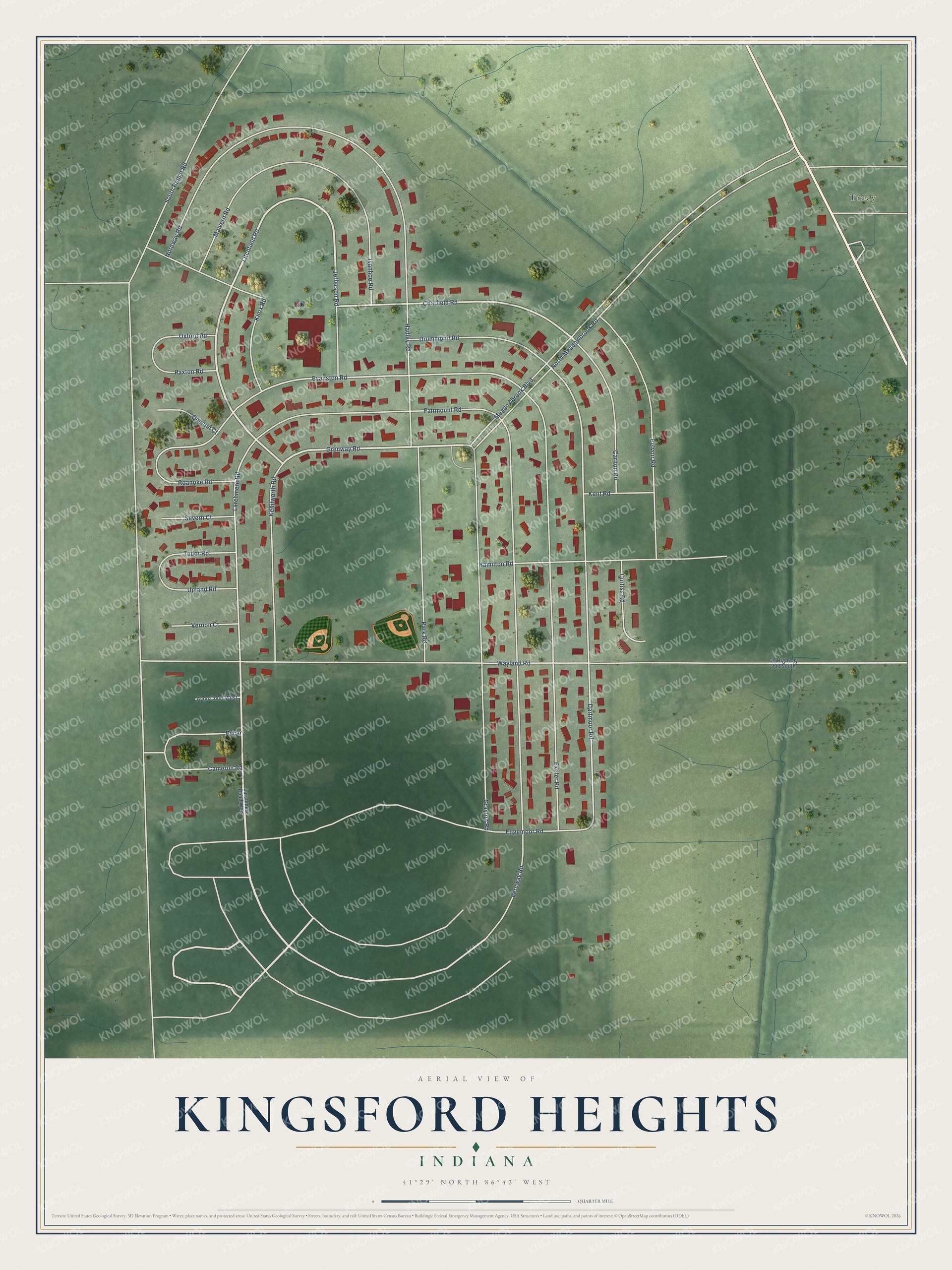 Watermarked full-map preview of Kingsford Heights, Indiana