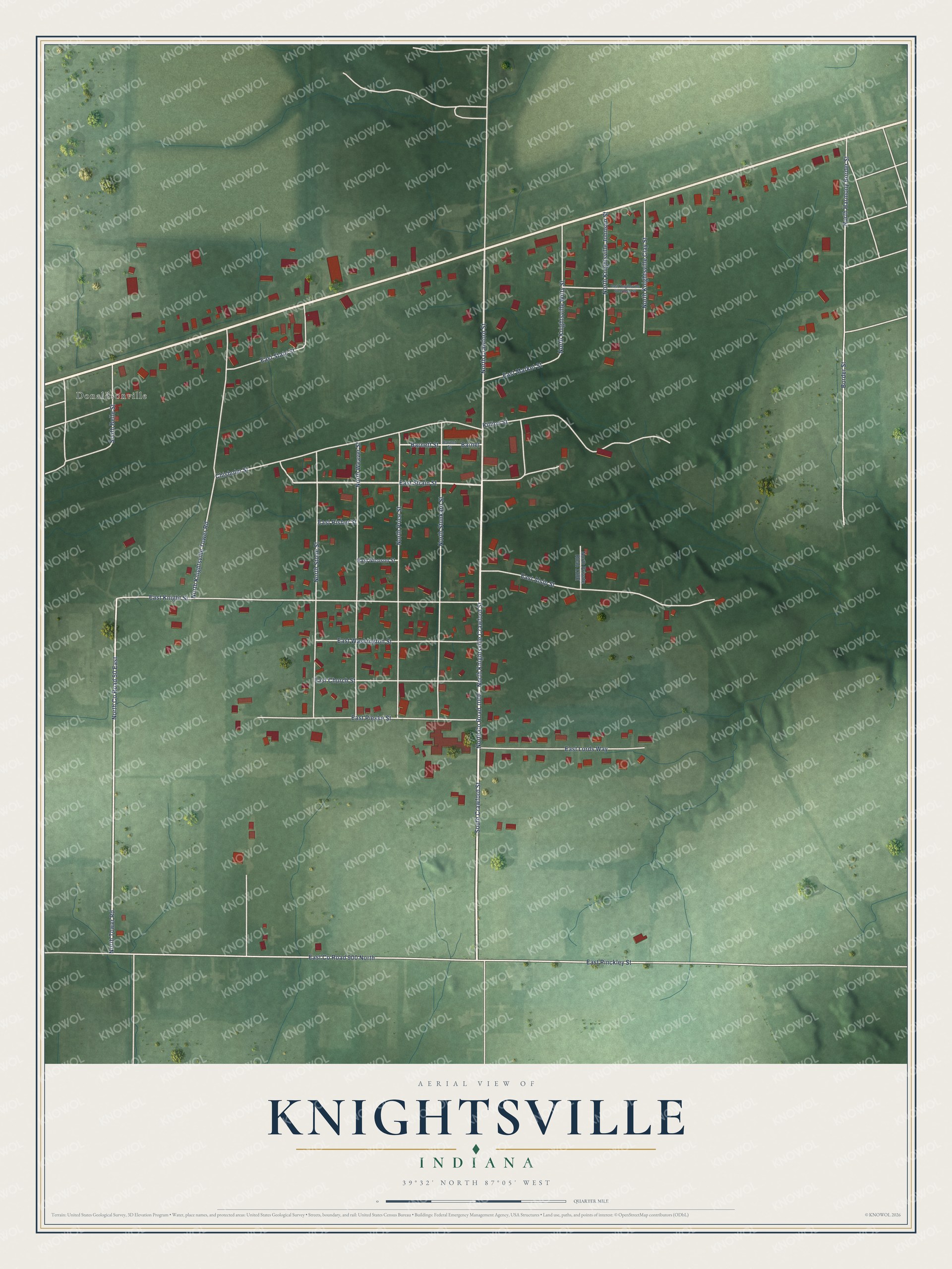 Watermarked full-map preview of Knightsville, Indiana