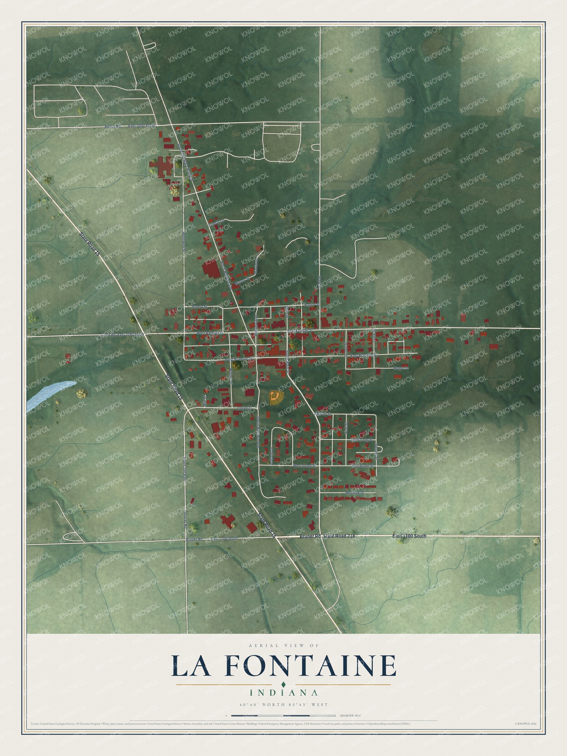 Watermarked full-map preview of La Fontaine, Indiana