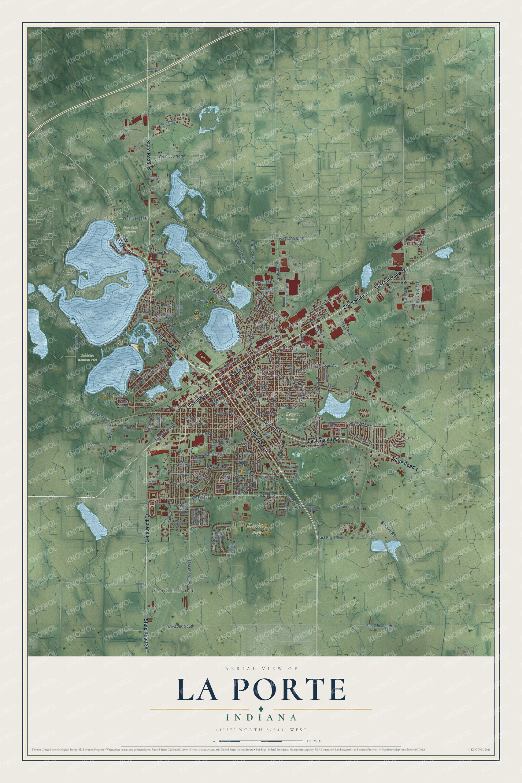 Watermarked full-map preview of La Porte, Indiana