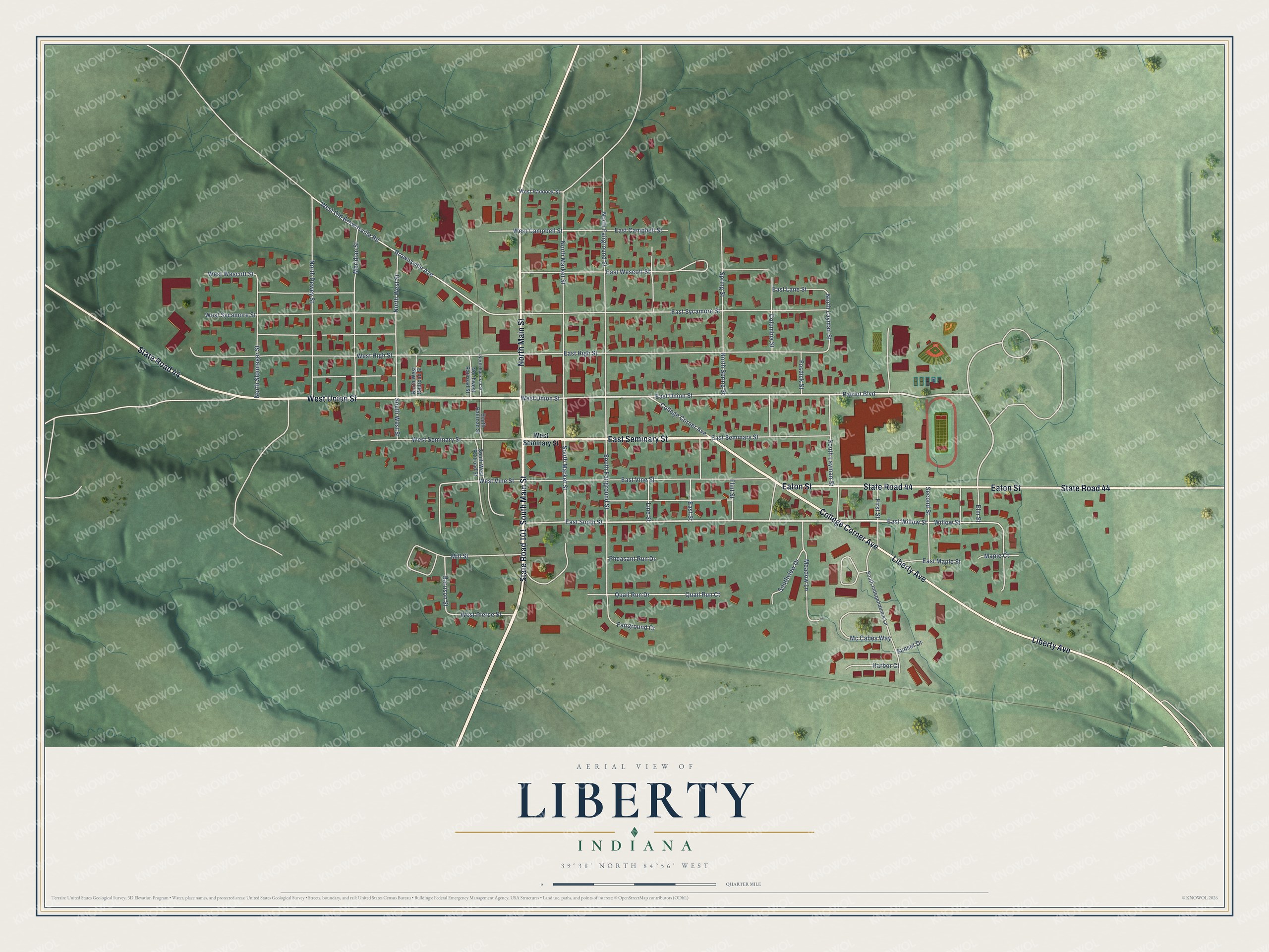Watermarked full-map preview of Liberty, Indiana